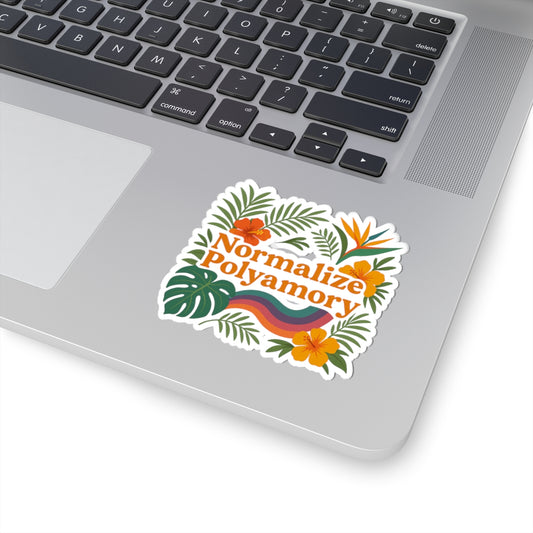 Tropical Normalize Polyamory Kiss-Cut Stickers - Colorful LGBTQ+ Pride Decals for Laptop, Journals, Bumper, Water Bottles, Gifts