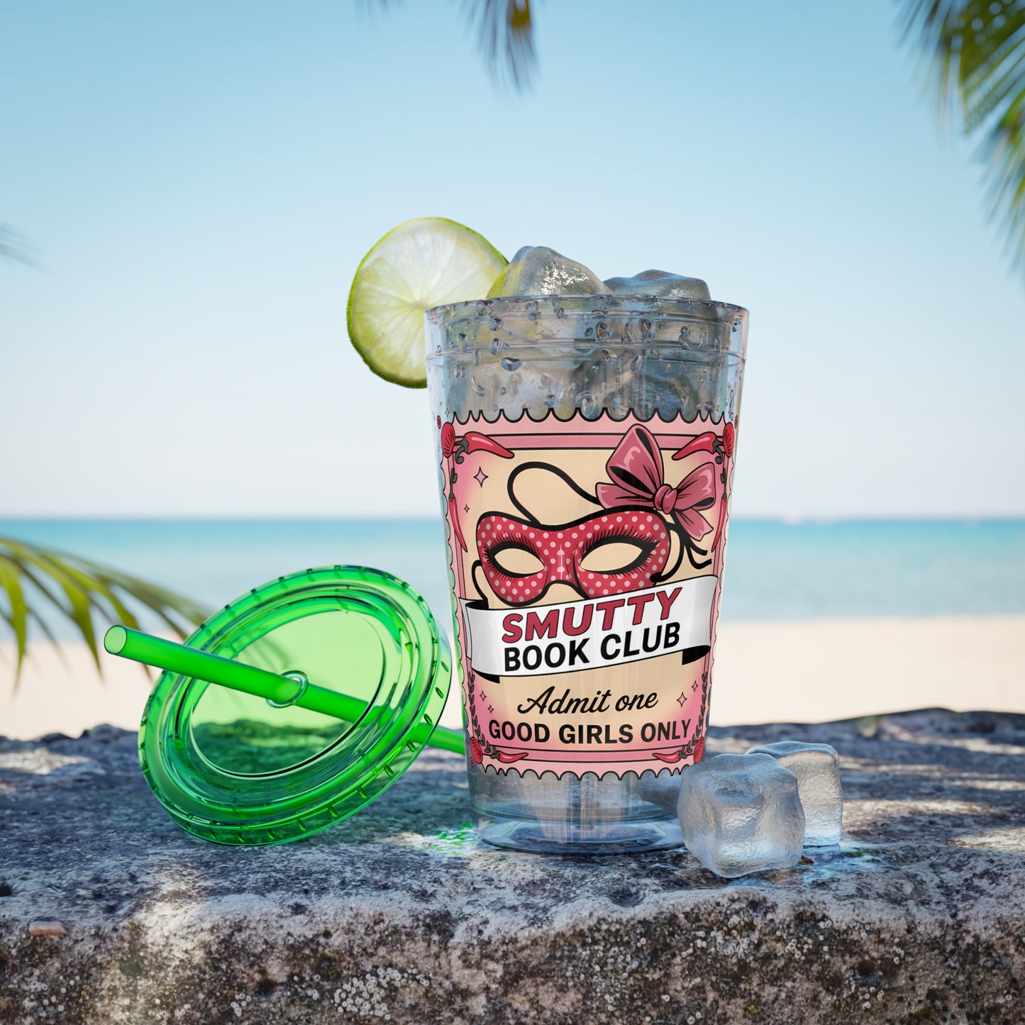 Admit One: Smutty Book Club – 16oz Sunsplash Tumbler | Polyamory Pride Cup | ENM Lifestyle Drinkware | Swinger Aesthetic Travel Cup | Spicy Romance Reader Gift | Poly, Open Relationship,...