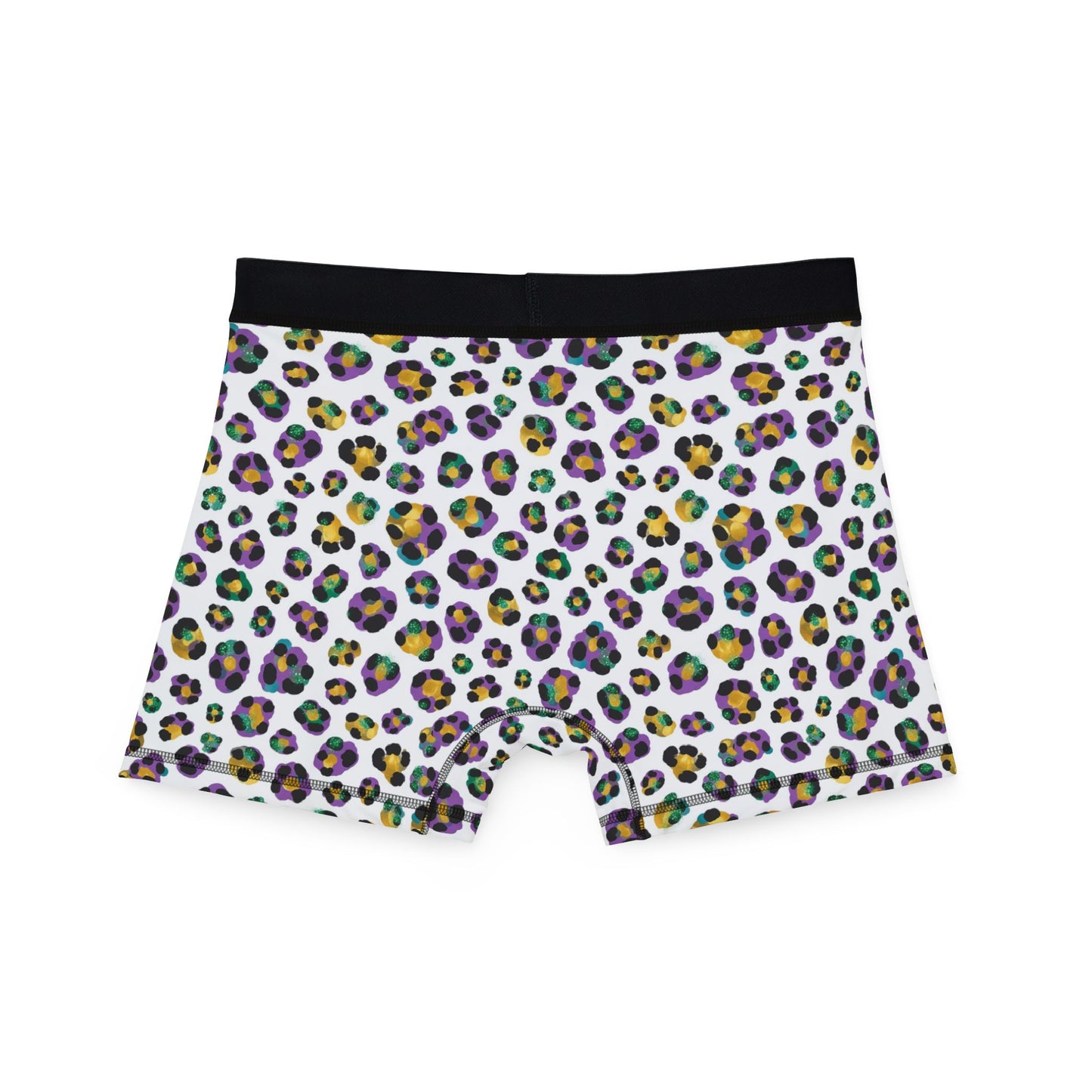 Mardi Gras Cheetah Print Men’s Boxer Briefs | Polyamory ENM Pride Underwear, Matching Couples Underwear