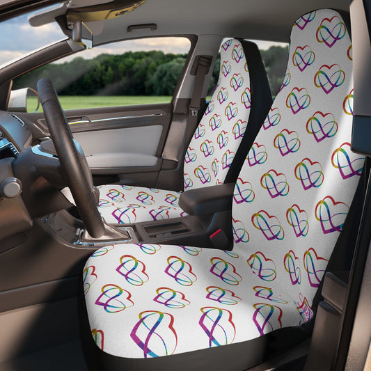 Polyamory Pride Car Seat Covers | Infinity Heart Auto Seat Covers | ENM & Chosen Family Car Decor | Inclusive Love Vehicle Accessories