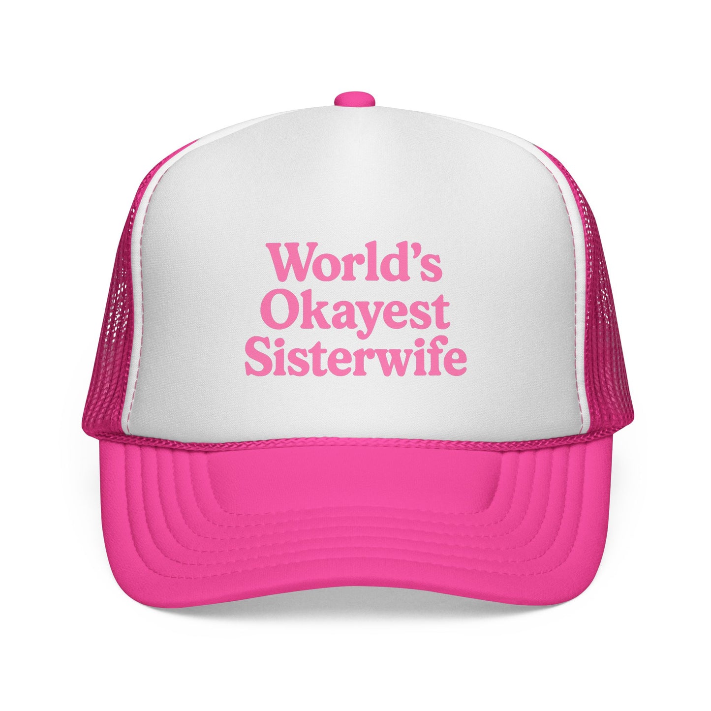 World's Okayest Sisterwife Trucker Cap, Funny Gift for Sisters, Unique Headwear for Events, Casual Style, Best for Family Gatherings