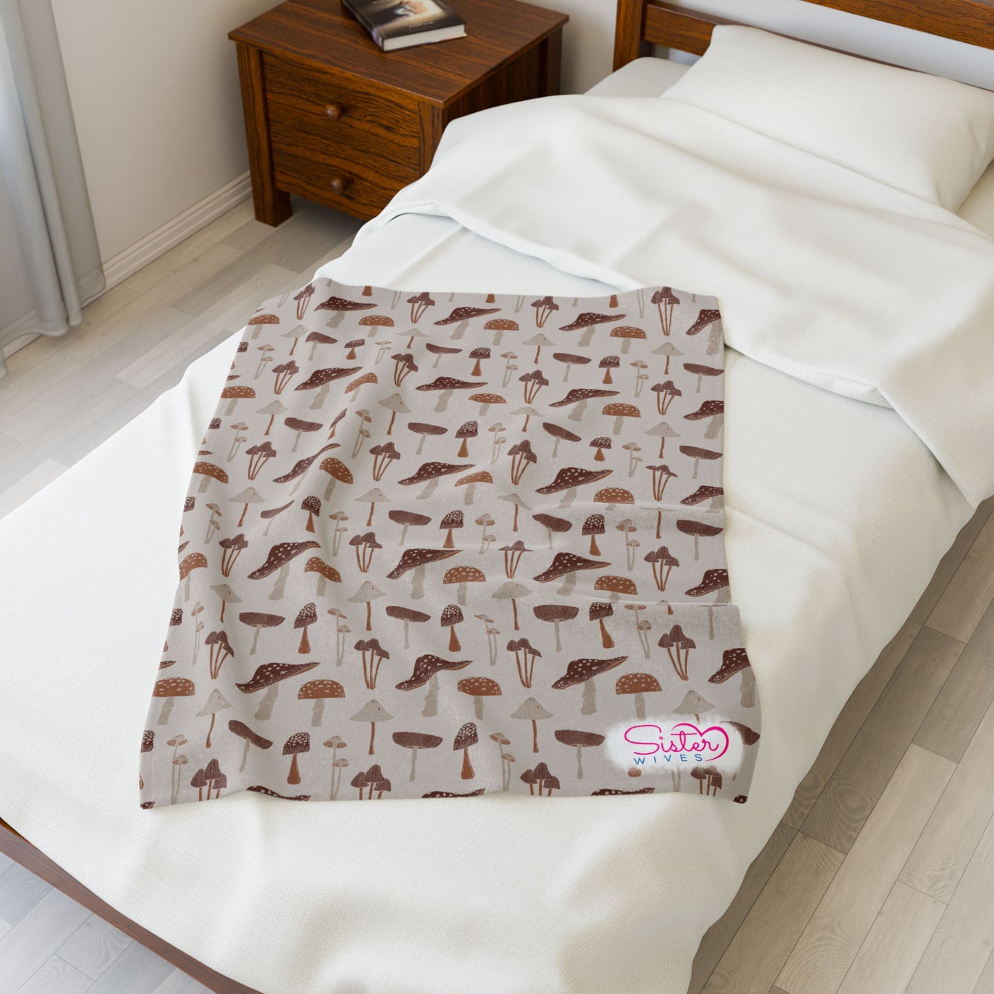 Natrual Mushroom Throw Blanket | Cottagecore Woodland Cozy Blanket | Boho Nature Home Decor | Polyamory & ENM Friendly