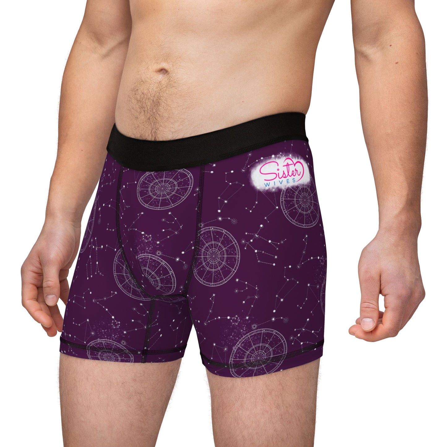 Celestial Polyamory Men’s Boxer Briefs – Astrology & Cosmic Underwear | ENM, Non-Monogamy & Pride-Friendly Intimates