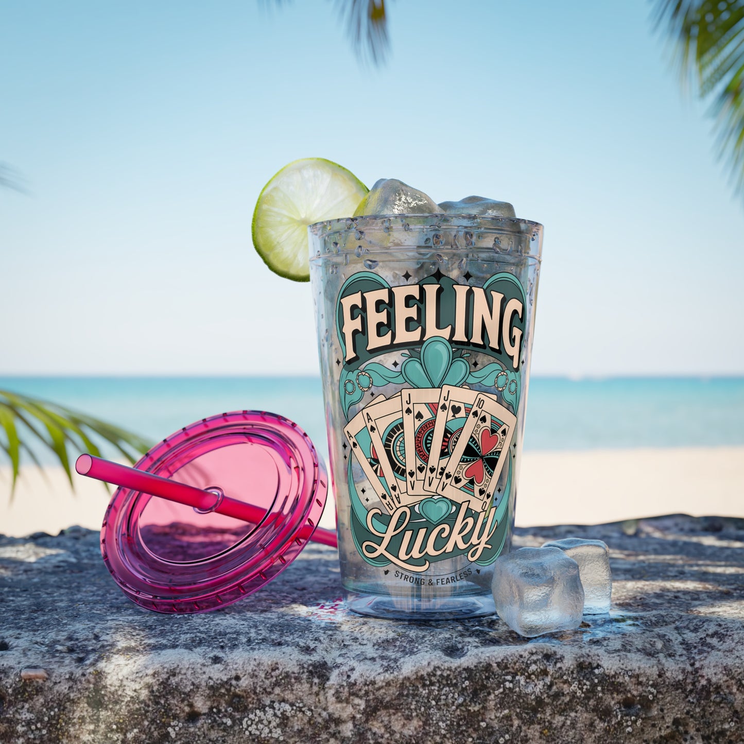 Feeling Lucky? Swinger Lifestyle 16oz Sunsplash Tumbler | Polyamory Pride Cup | ENM Drinkware | Ethical Non-Monogamy Gift | Open Relationship Aesthetic | Lifestyle Party Travel Cup