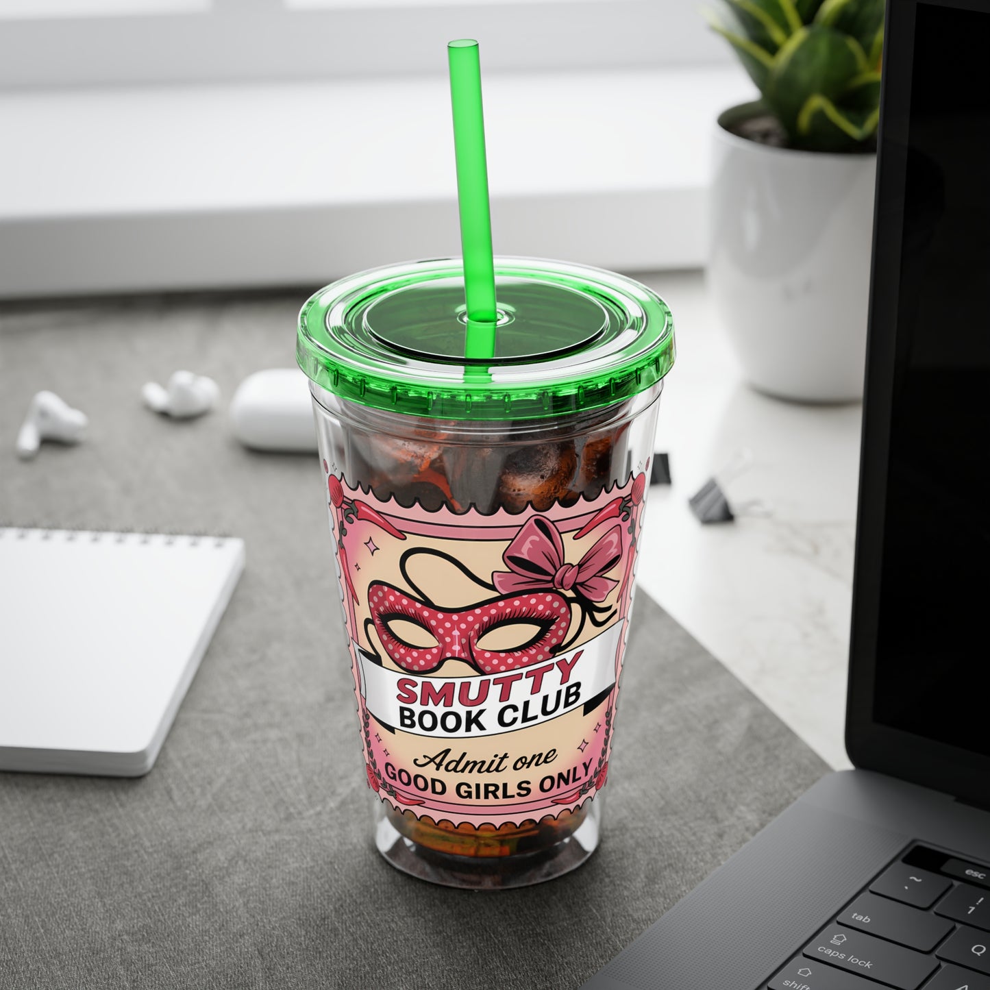 Admit One: Smutty Book Club – 16oz Sunsplash Tumbler | Polyamory Pride Cup | ENM Lifestyle Drinkware | Swinger Aesthetic Travel Cup | Spicy Romance Reader Gift | Poly, Open Relationship,...