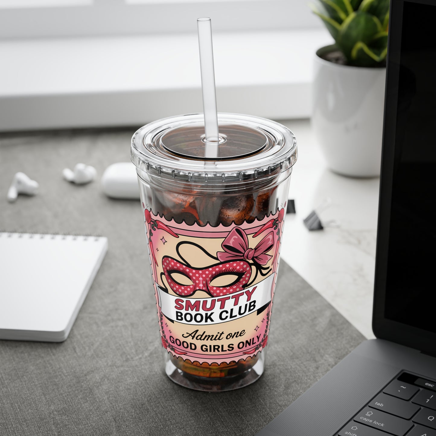 Admit One: Smutty Book Club – 16oz Sunsplash Tumbler | Polyamory Pride Cup | ENM Lifestyle Drinkware | Swinger Aesthetic Travel Cup | Spicy Romance Reader Gift | Poly, Open Relationship,...