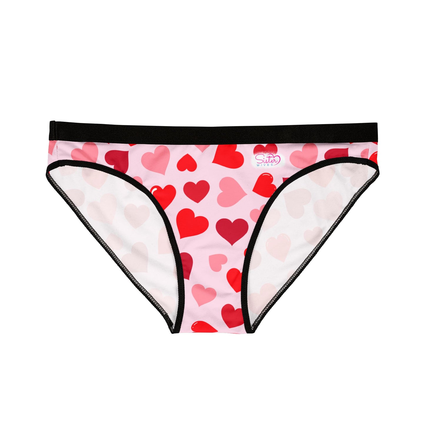 Pink Women’s Valentine’s Heart Print Underwear – Polyamory & Swinger Friendly Panties, ENM Pride Lingerie, Matching Couples & Sets Available