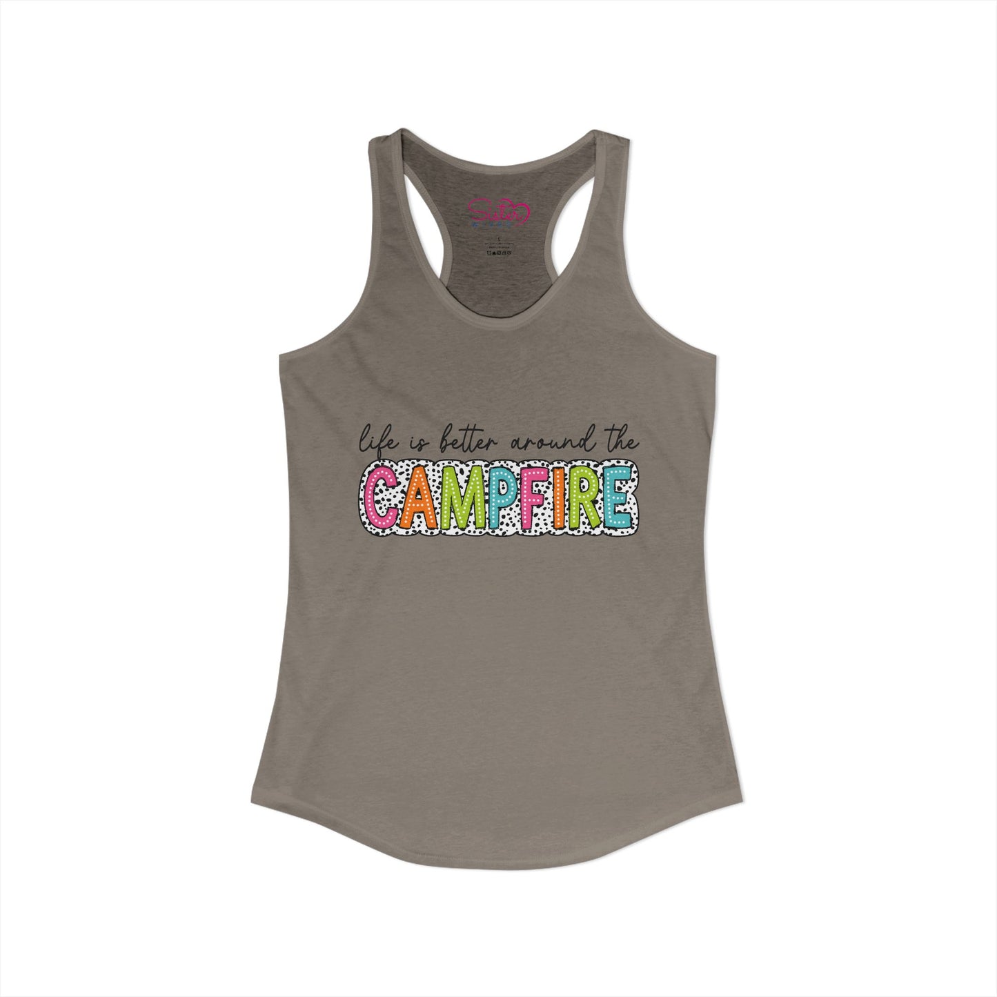 Campfire Racerback Tank | Cozy Outdoorsy Summer Tank Top | Chosen Family Camping Shirt | Inclusive Lifestyle Apparel