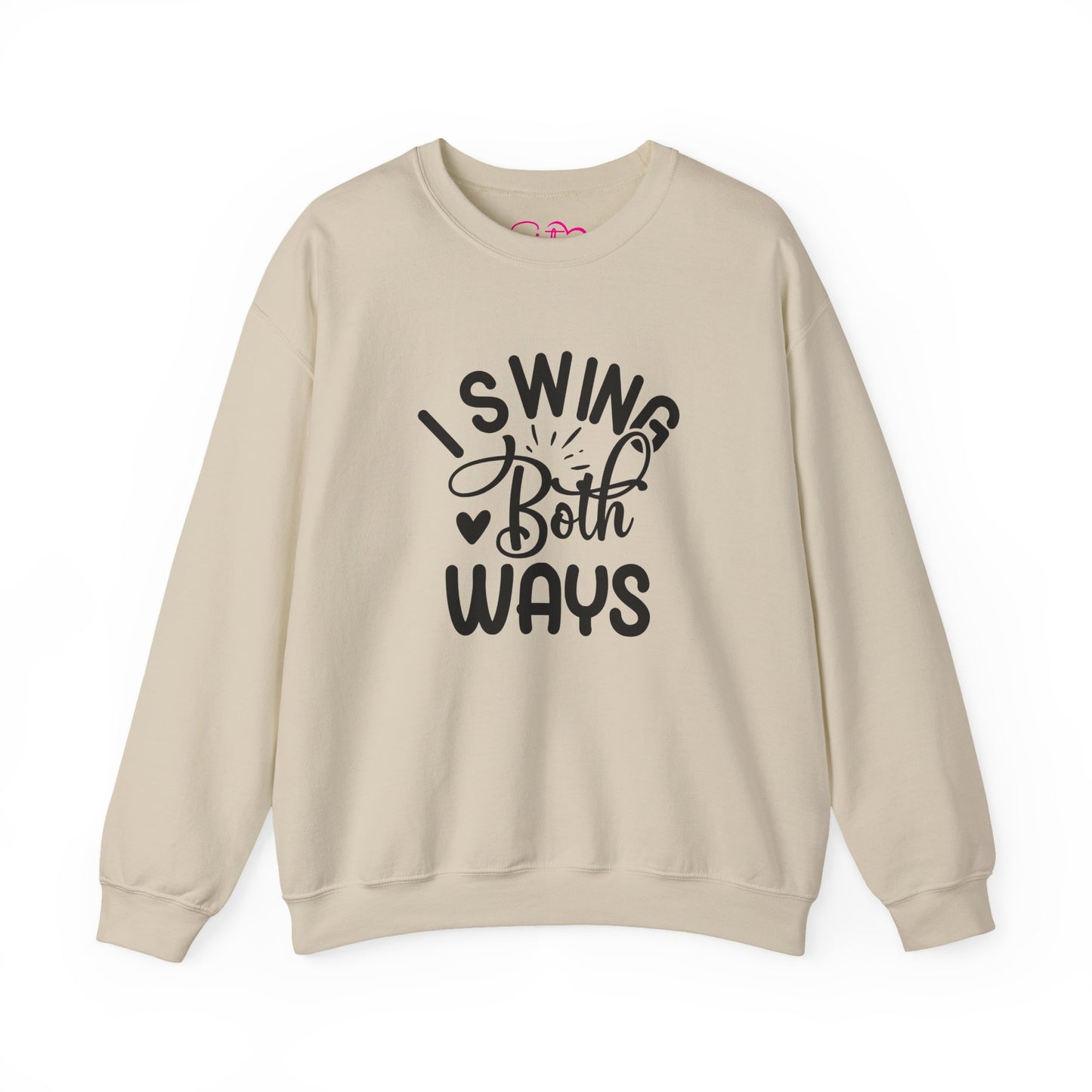 I Swing Both Ways Crewneck Sweatshirt | Bisexual & Swinger Humor Pullover | ENM Friendly Cozy Sweatshirt | Inclusive Relationship Apparel