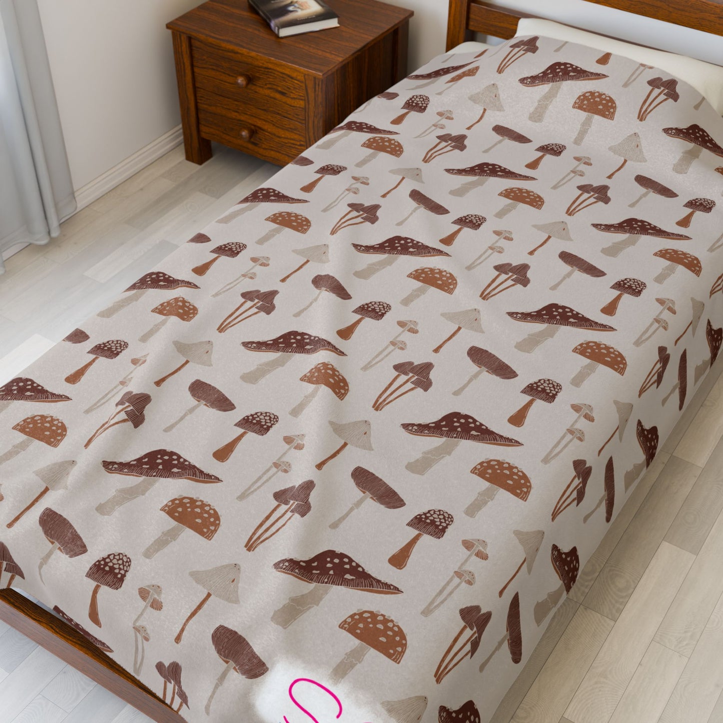 Natrual Mushroom Throw Blanket | Cottagecore Woodland Cozy Blanket | Boho Nature Home Decor | Polyamory & ENM Friendly