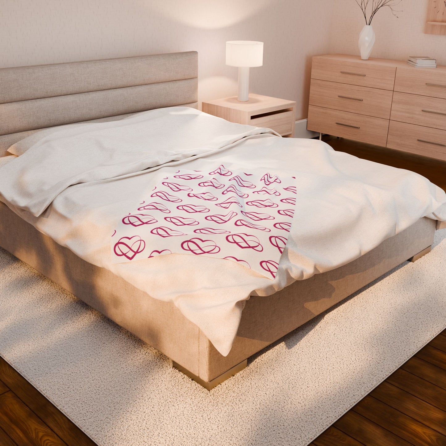 Pink Polyamory Heart Blanket – Soft Ethical Non-Monogamy Plush Throw | Cozy Poly Pride Bedding & Home Decor
