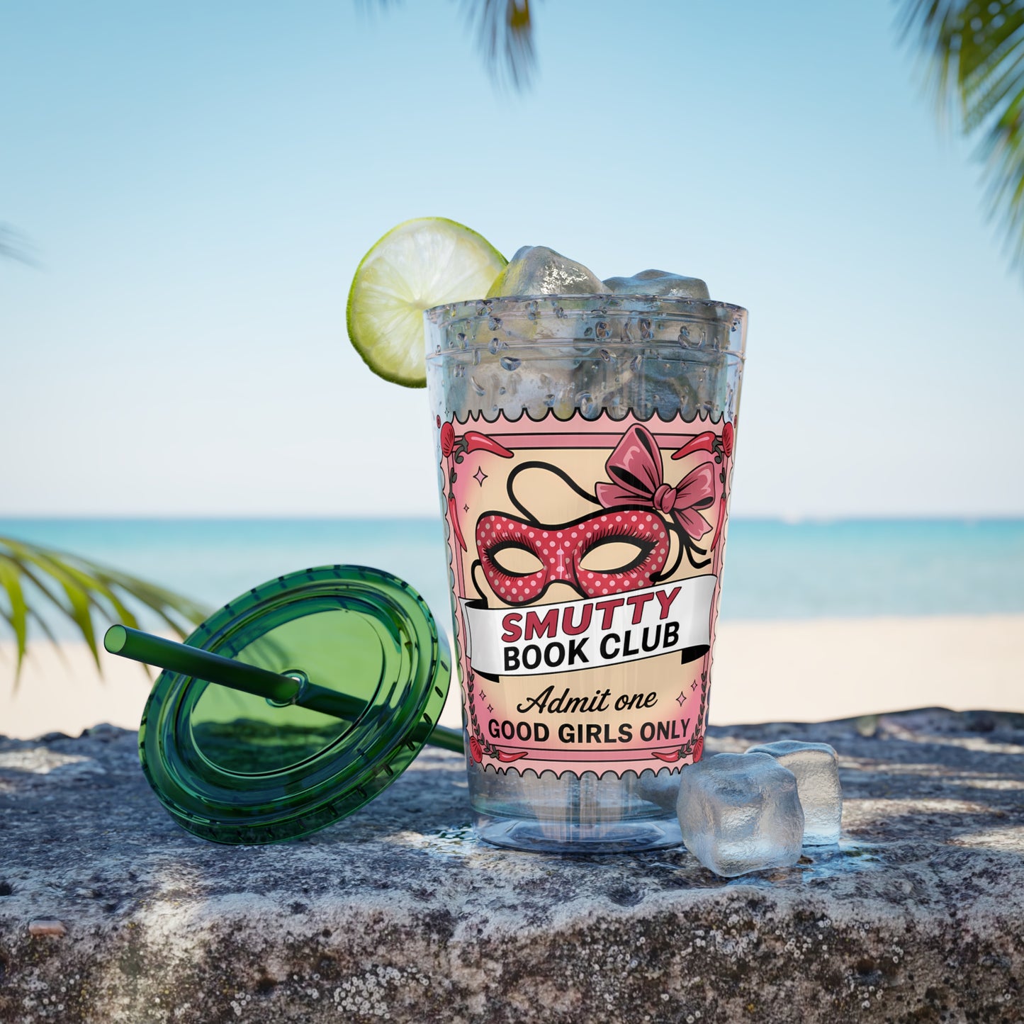 Admit One: Smutty Book Club – 16oz Sunsplash Tumbler | Polyamory Pride Cup | ENM Lifestyle Drinkware | Swinger Aesthetic Travel Cup | Spicy Romance Reader Gift | Poly, Open Relationship,...