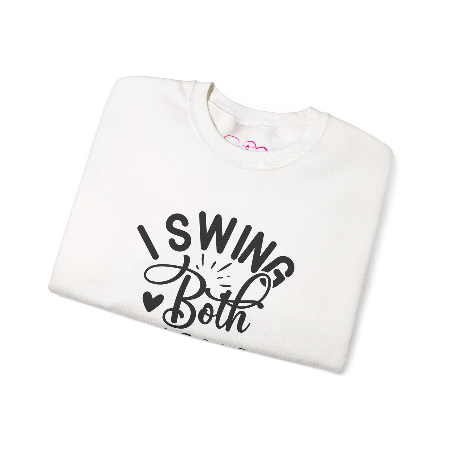 I Swing Both Ways Crewneck Sweatshirt | Bisexual & Swinger Humor Pullover | ENM Friendly Cozy Sweatshirt | Inclusive Relationship Apparel