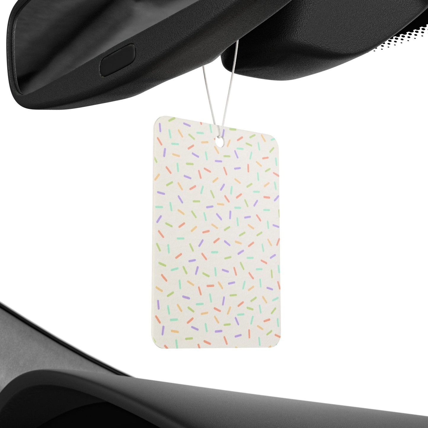 White Pastel Sprinkle Car Air Freshener – Cute Confetti Aesthetic Hanging Diffuser | Pine, New Car & Black Ice Scents