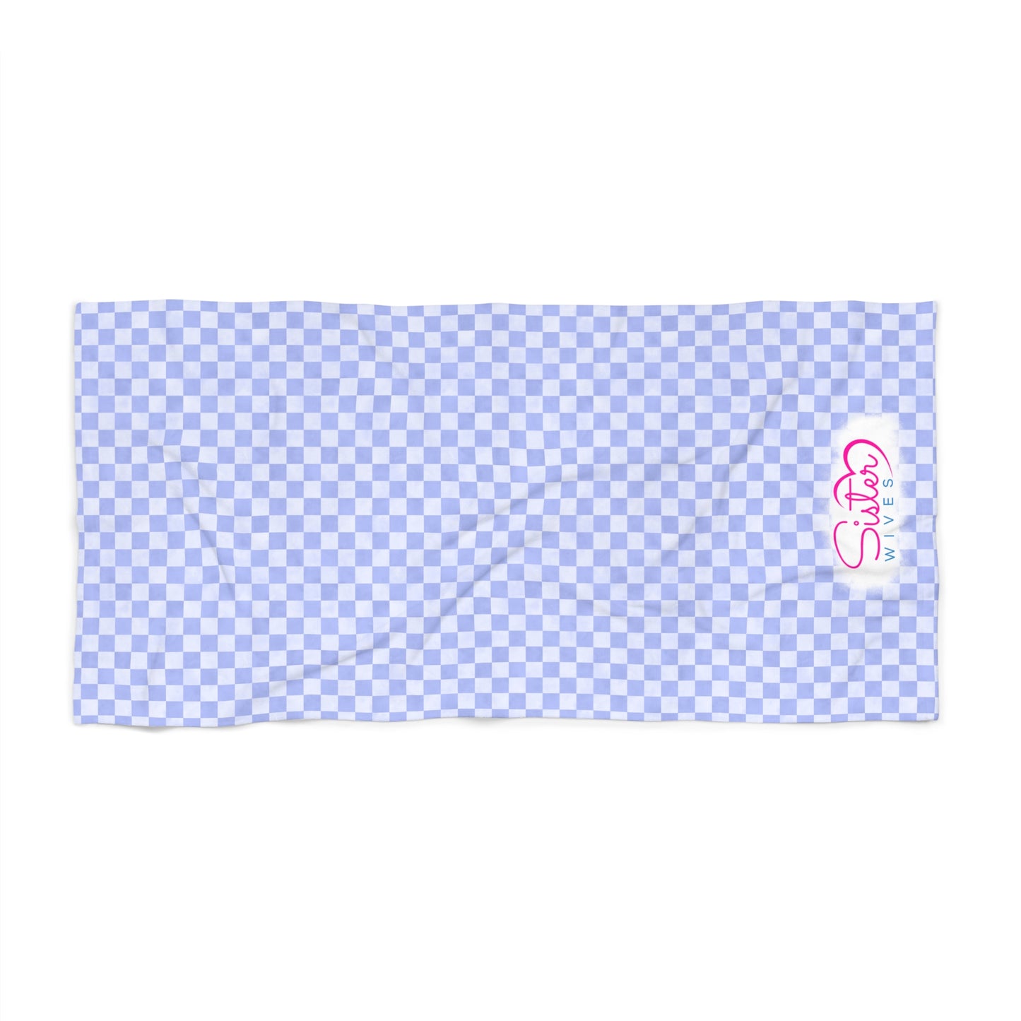 Blue Checkerboard Beach Towel | Polyamory & ENM Friendly | Lifestyle Cruise, Resort & Pride Towel | Sisterwives Beach & Pool Towel