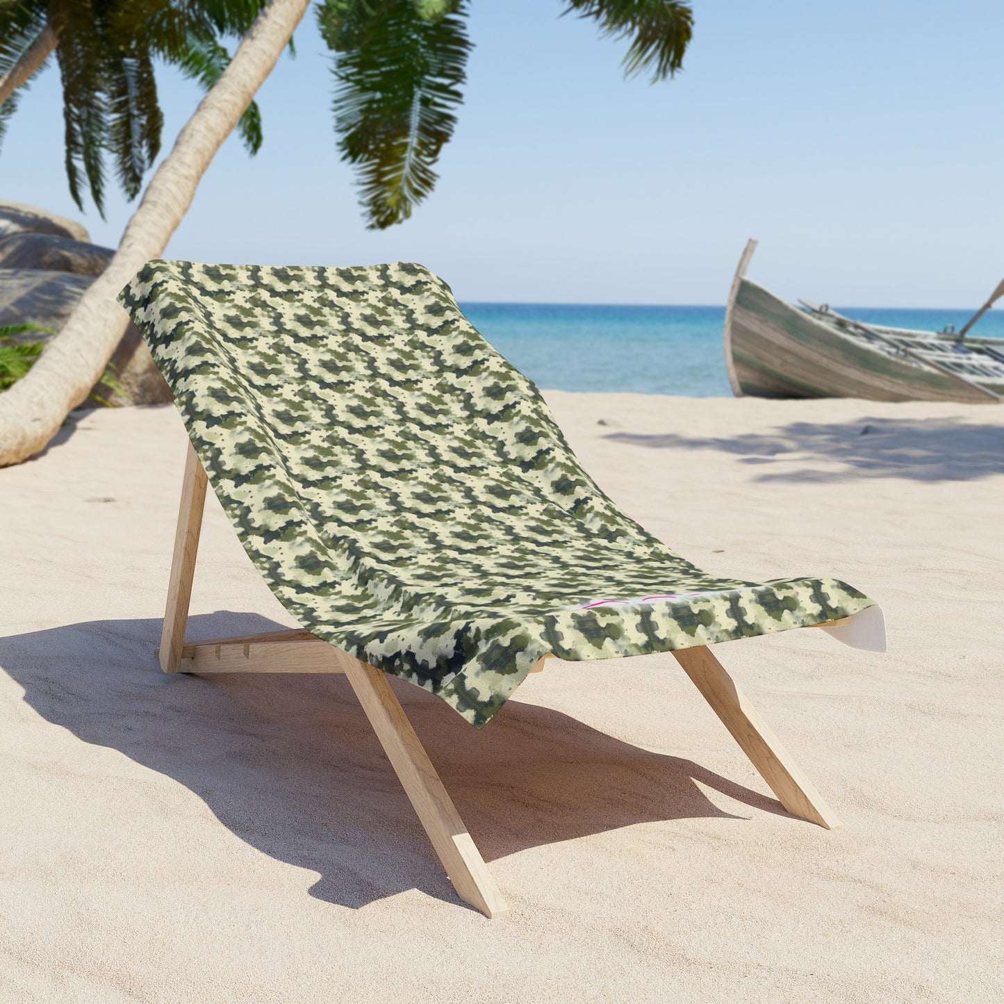 Green Camo Checkered Beach Towel | Polyamory & ENM Friendly | Neutral Aesthetic Lifestyle Towel | Cruise, Resort & Pool Towel | Sisterwives Collection