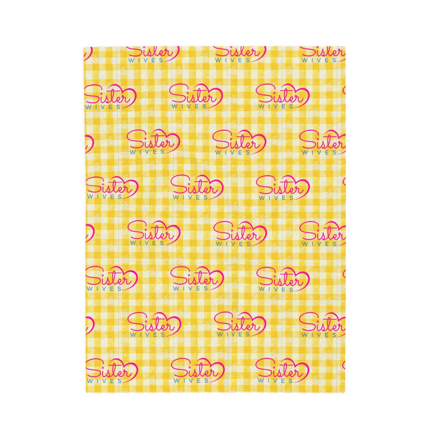 Sister Wives Light Sunflower Gingham Velveteen Plush Blanket