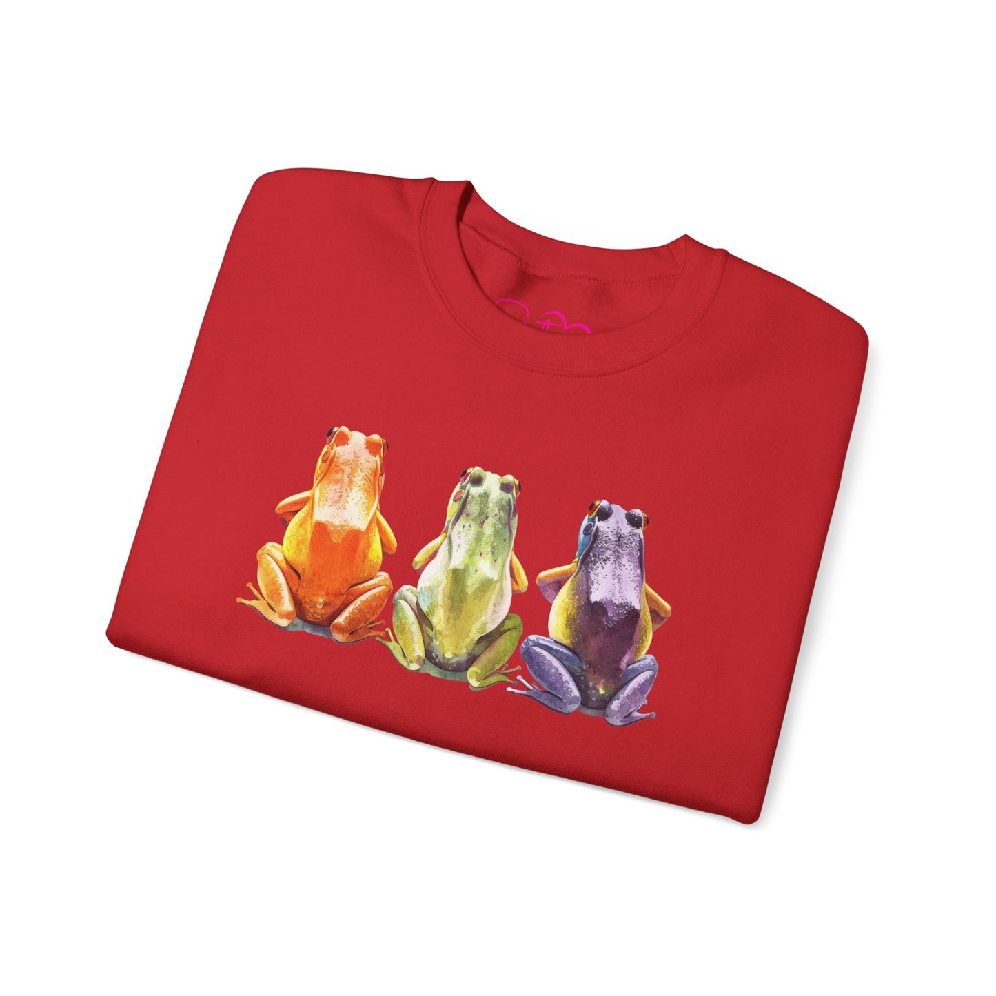 Three Frogs Crewneck Sweatshirt | Chosen Family Symbol Pullover | Polyamory & ENM Cozy Apparel | Whimsical Nature Graphic Sweatshirt