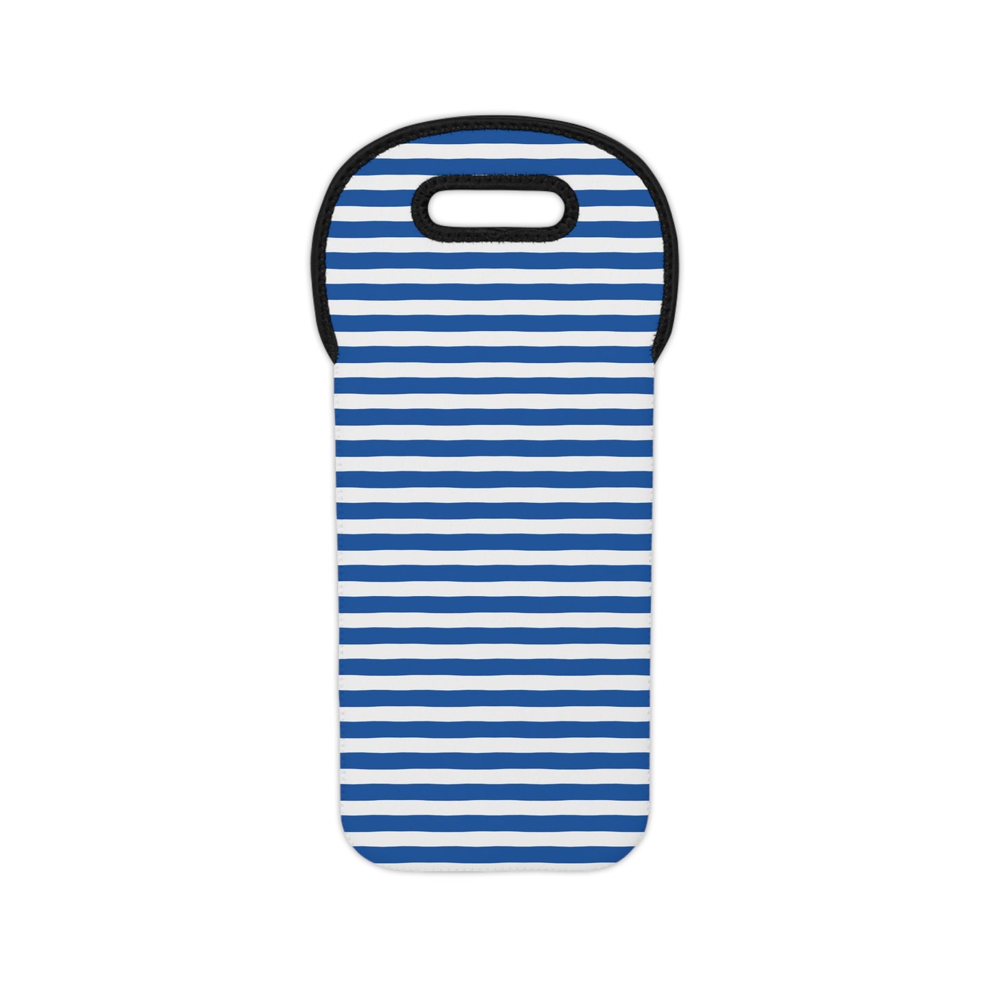Blue Striped Wine Tote Bag – Reusable Neoprene Wine Bottle Carrier with Handle