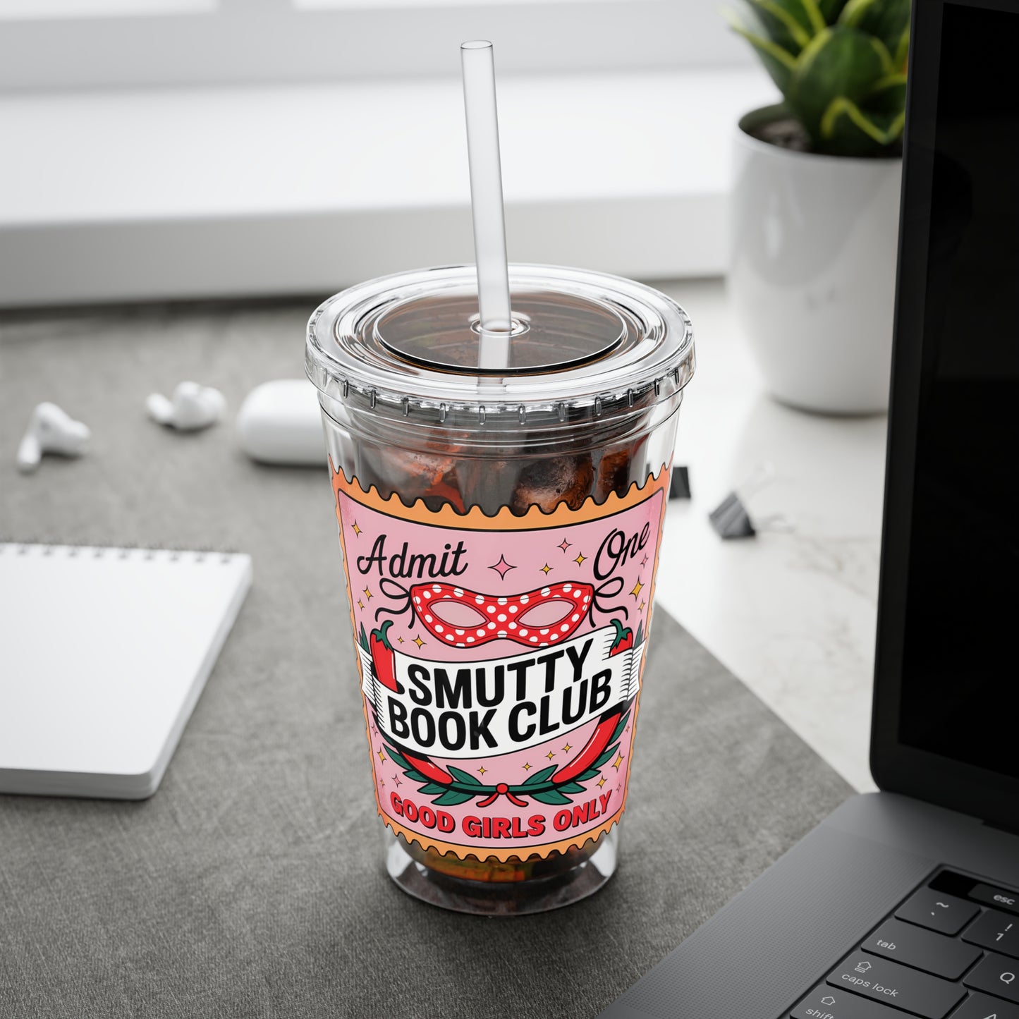 Admit One: Smutty Book Club – 16oz Sunsplash Tumbler | Polyamory Pride Cup | ENM Lifestyle Drinkware | Swinger Aesthetic Travel Cup | Spicy Romance Reader Gift | Poly, Open Relationship, Hotwife Vibes...