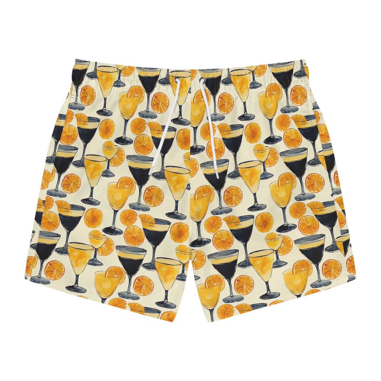 Men’s Cocktail Swim Trunks – Citrus Martini Resort Boardshorts | Polyamory ENM Lifestyle Poolwear | Fast-Dry Summer Swim Shorts