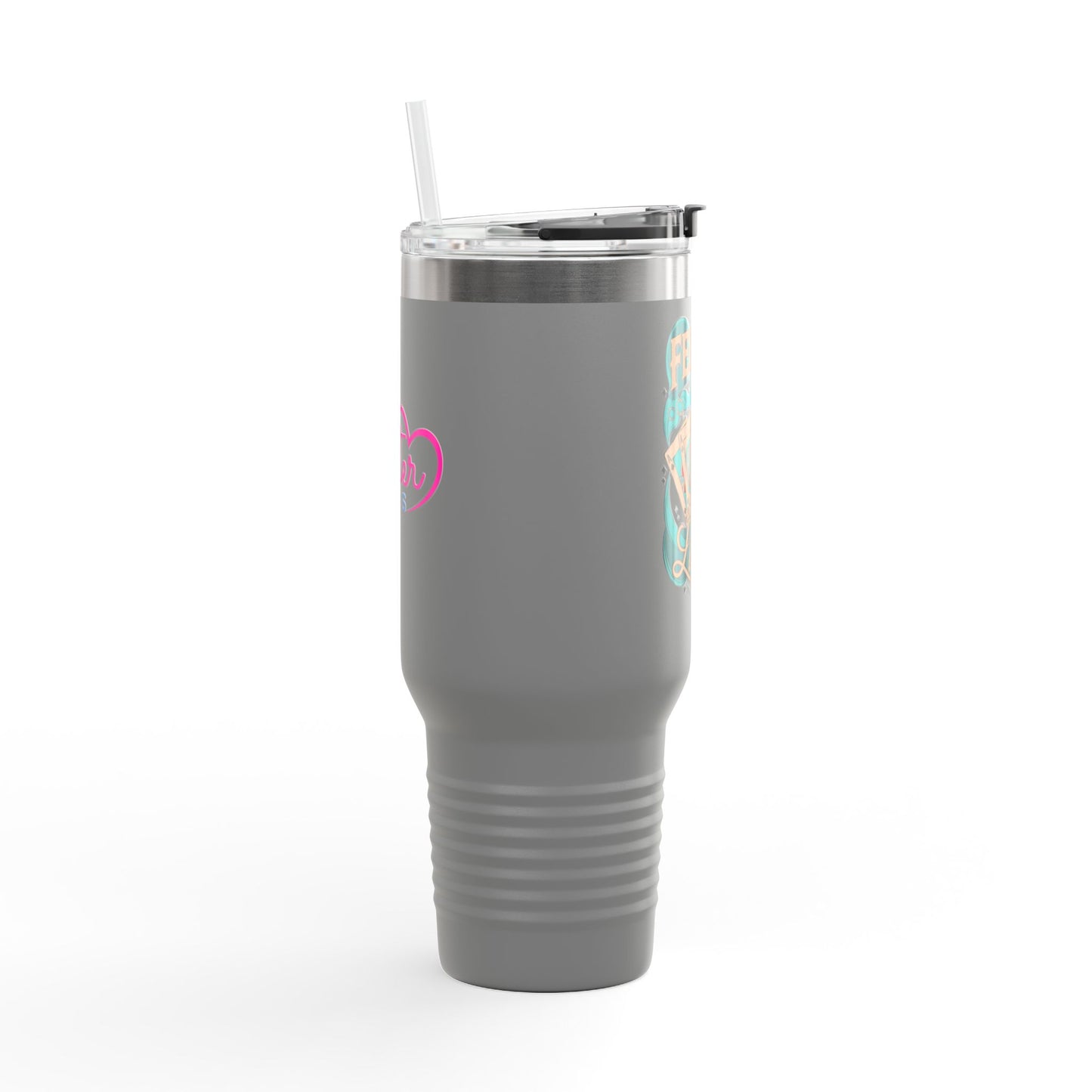 Feeling Lucky 40oz Insulated Travel Mug – Vintage Playing Card Lucky Charm Tumbler with Straw | Stainless Steel BPA-Free Cup