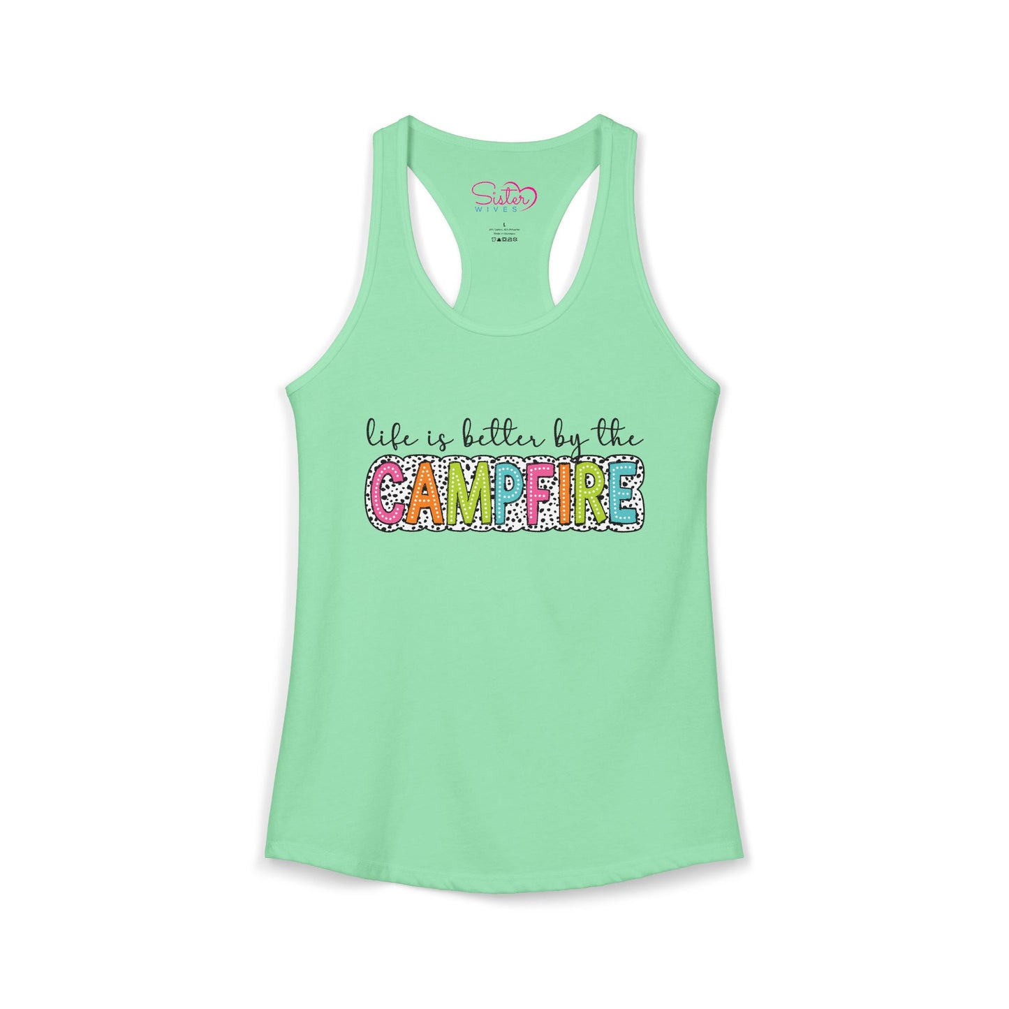 Campfire Racerback Tank | Cozy Outdoorsy Summer Tank Top | Chosen Family Camping Shirt | Inclusive Lifestyle Apparel