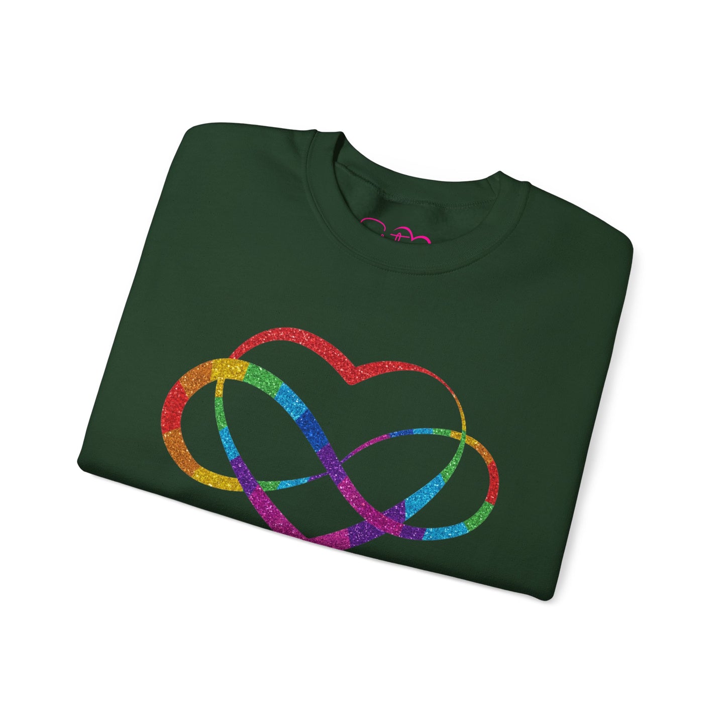 Infinity Heart Crewneck Sweatshirt | Polyamory & ENM Symbol Pullover | LGBTQ+ Inclusive Chosen Family Apparel | Cozy Pride Sweatshirt