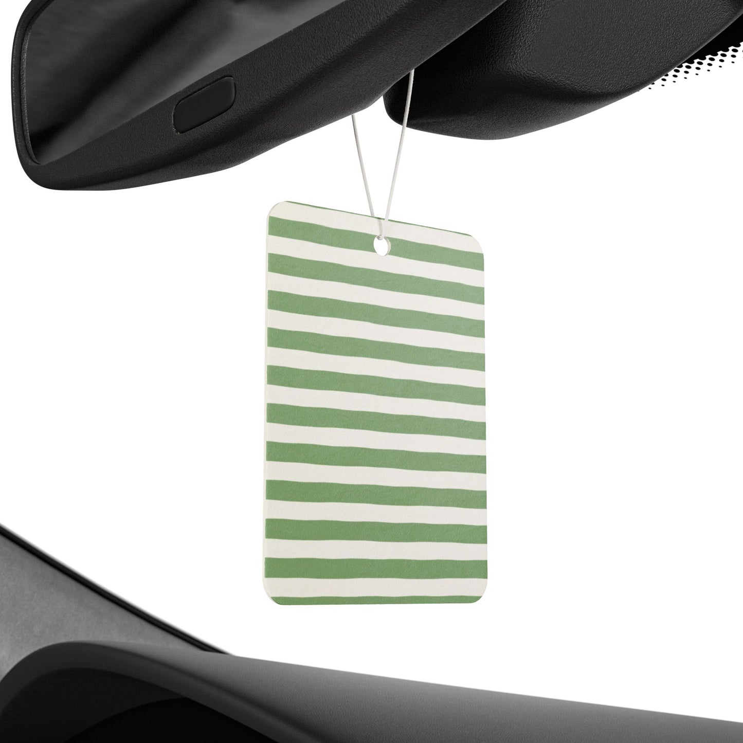 Green Stripe Car Air Freshener – Sage Minimalist Aesthetic Hanging Diffuser | Pine, New Car & Black Ice Scents