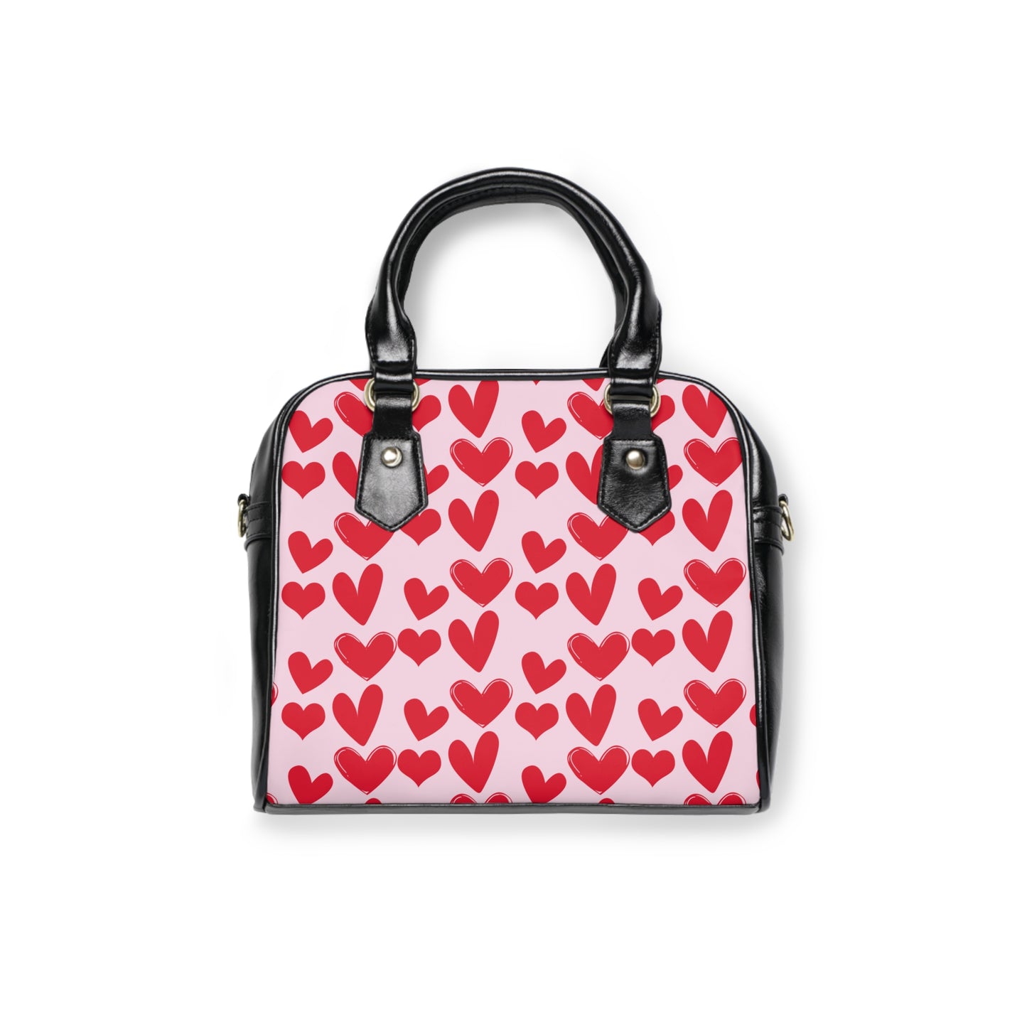 Valentine’s Heart Print Shoulder Handbag – Love-Themed PU Leather Purse, Polyamory & ENM Friendly Gift, Swinger Lifestyle Fashion Bag