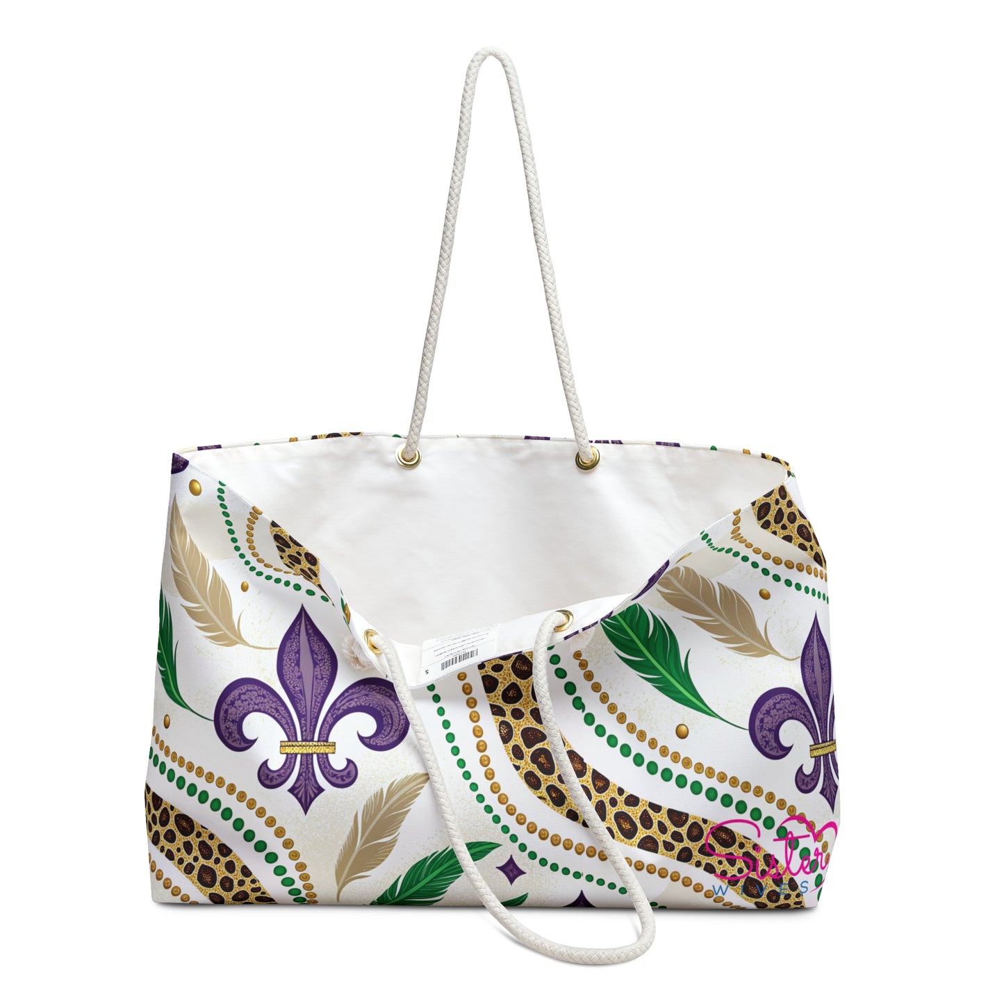 Mardi Gras Cheetah Print Weekender Bag | Polyamory ENM Friendly Travel Tote | Matching Couple & Throuple Overnight Bag | Festival & Cruise Carryall