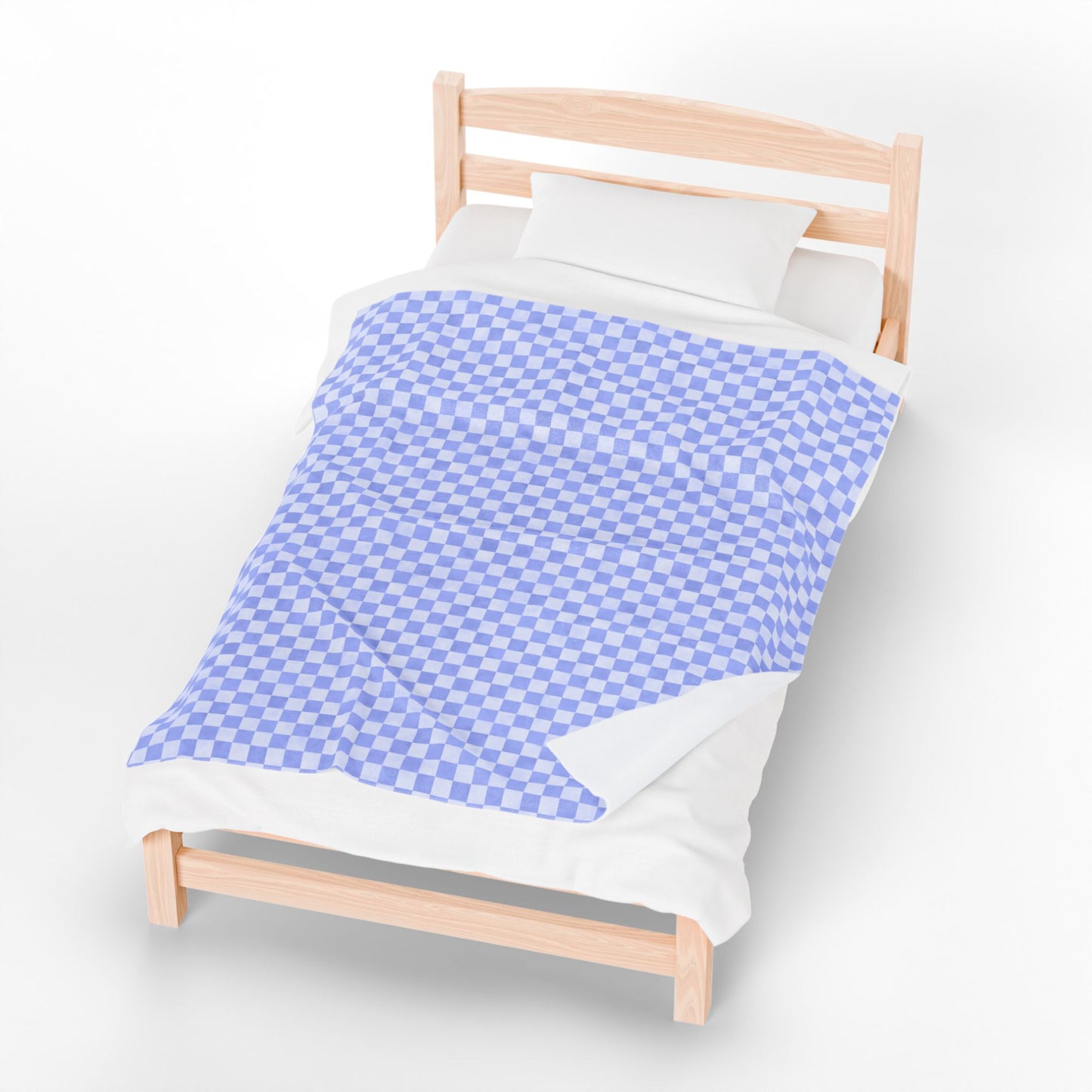 Blue Checker Plush Blanket | Cozy Velveteen Throw | ENM & Polyamory Friendly Home Decor | Chosen Family Aesthetic Blanket