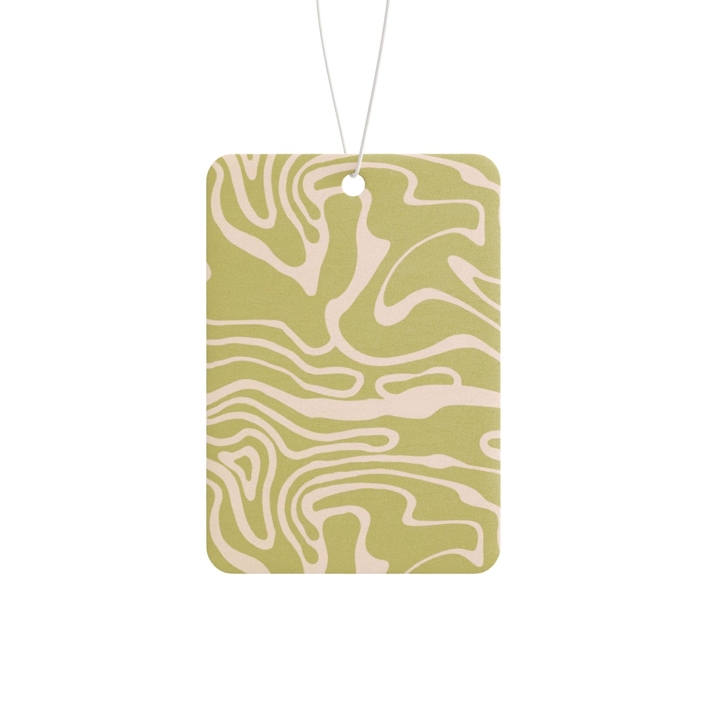 Abstract Olive Green Car Air Freshener – Modern Earthy Aesthetic Hanging Diffuser | Pine, New Car & Black Ice Scents