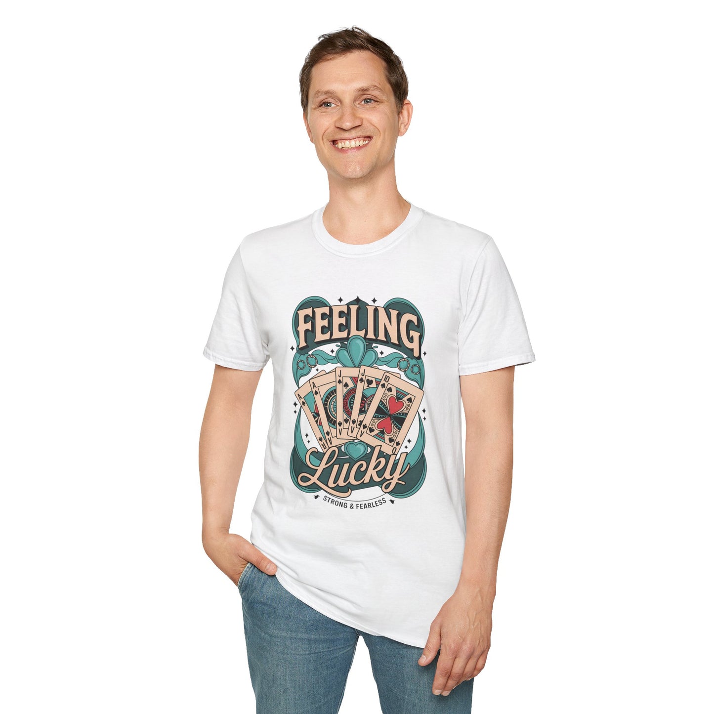 Feeling Lucky Shirt – Vintage Casino Graphic Tee, Lucky Cards St Patrick’s Day Shirt, Poly-Friendly ENM Unisex Gildan 64000