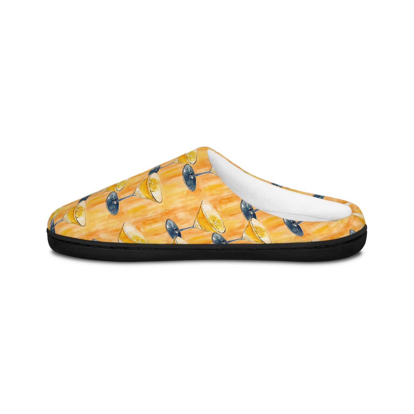 Men’s Cocktail Slippers – Citrus Martini Indoor House Shoes | Polyamory ENM Lifestyle Loungewear | Cozy Non-Slip Slippers