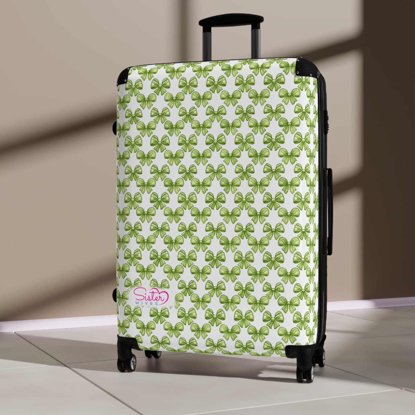 Coquette Green Bows Sisterwives Suitcase - Luggage, Travel Gear, Vacation Essential, Summer Adventure Bag, Stylish Travel Accessory