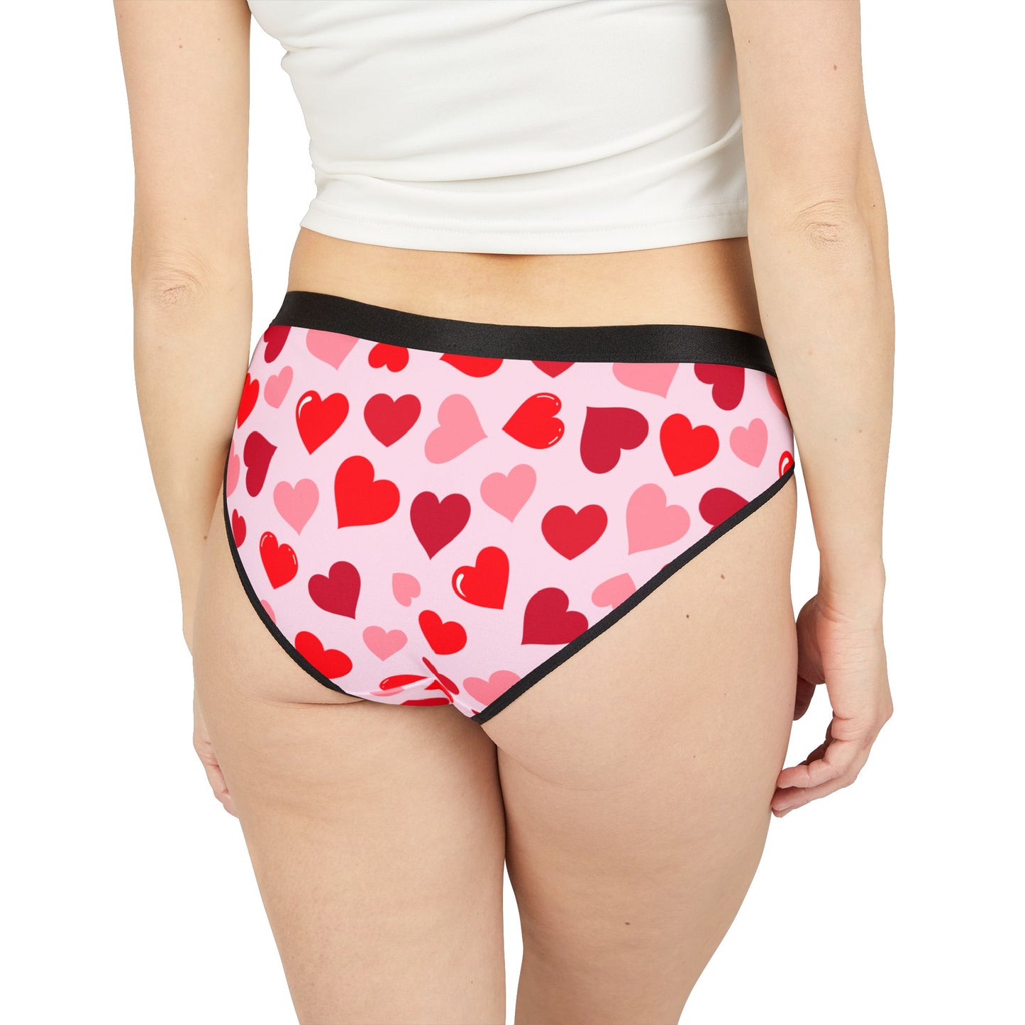 Pink Women’s Valentine’s Heart Print Underwear – Polyamory & Swinger Friendly Panties, ENM Pride Lingerie, Matching Couples & Sets Available