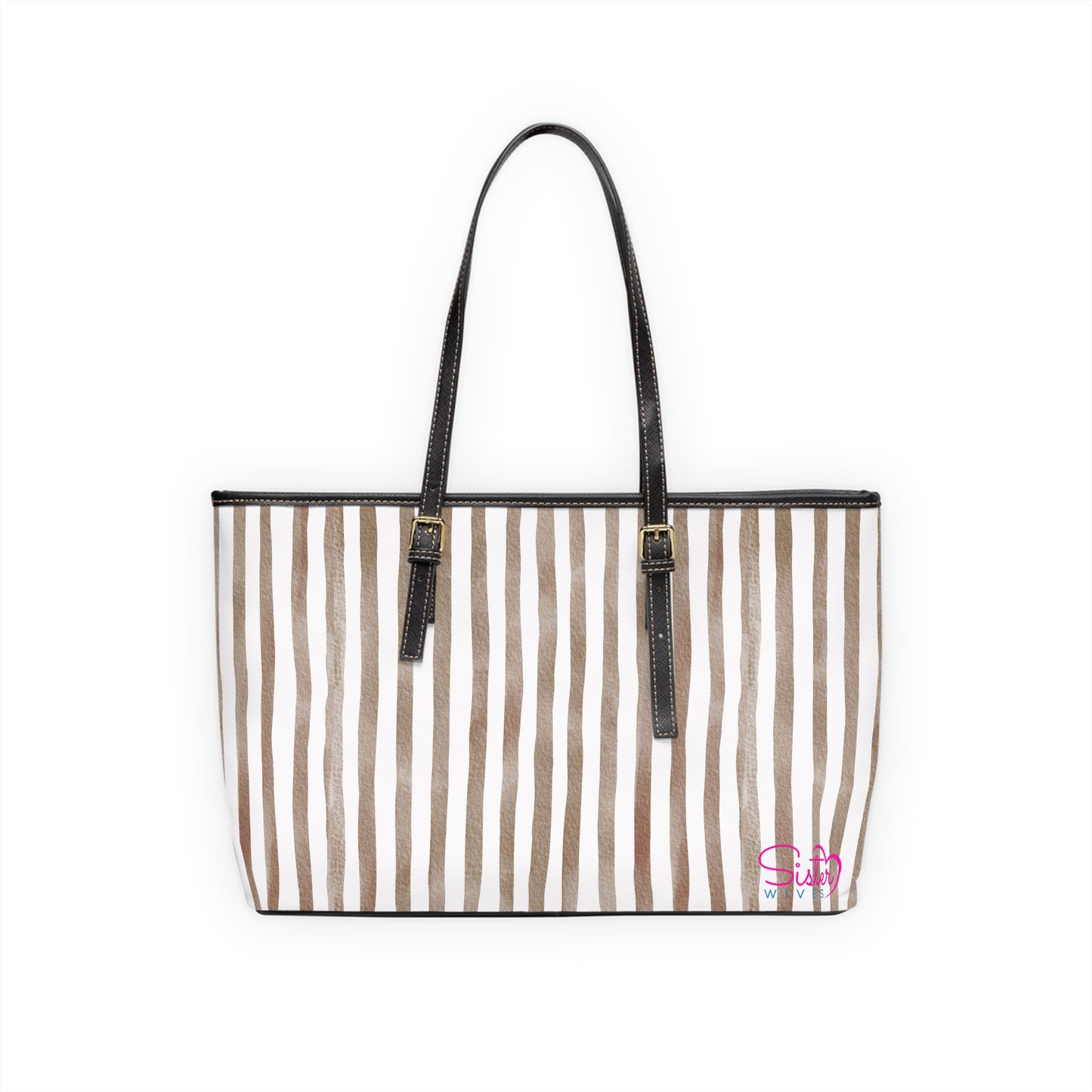 XL Stripe Shoulder Purse – Polyamory Sisterwives ENM Friendly Tote | Swinger Lifestyle Handbag | Soft Blush Minimalist Weekend Bag