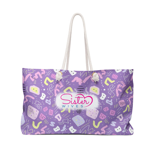 Sister Wives Playful Pastel Purple 80s-inspired Weekender Bag, Perfect for Weekend Getaways, Sister Wives Gifts, Travel Tote, Beach Bag, Summer Essentials
