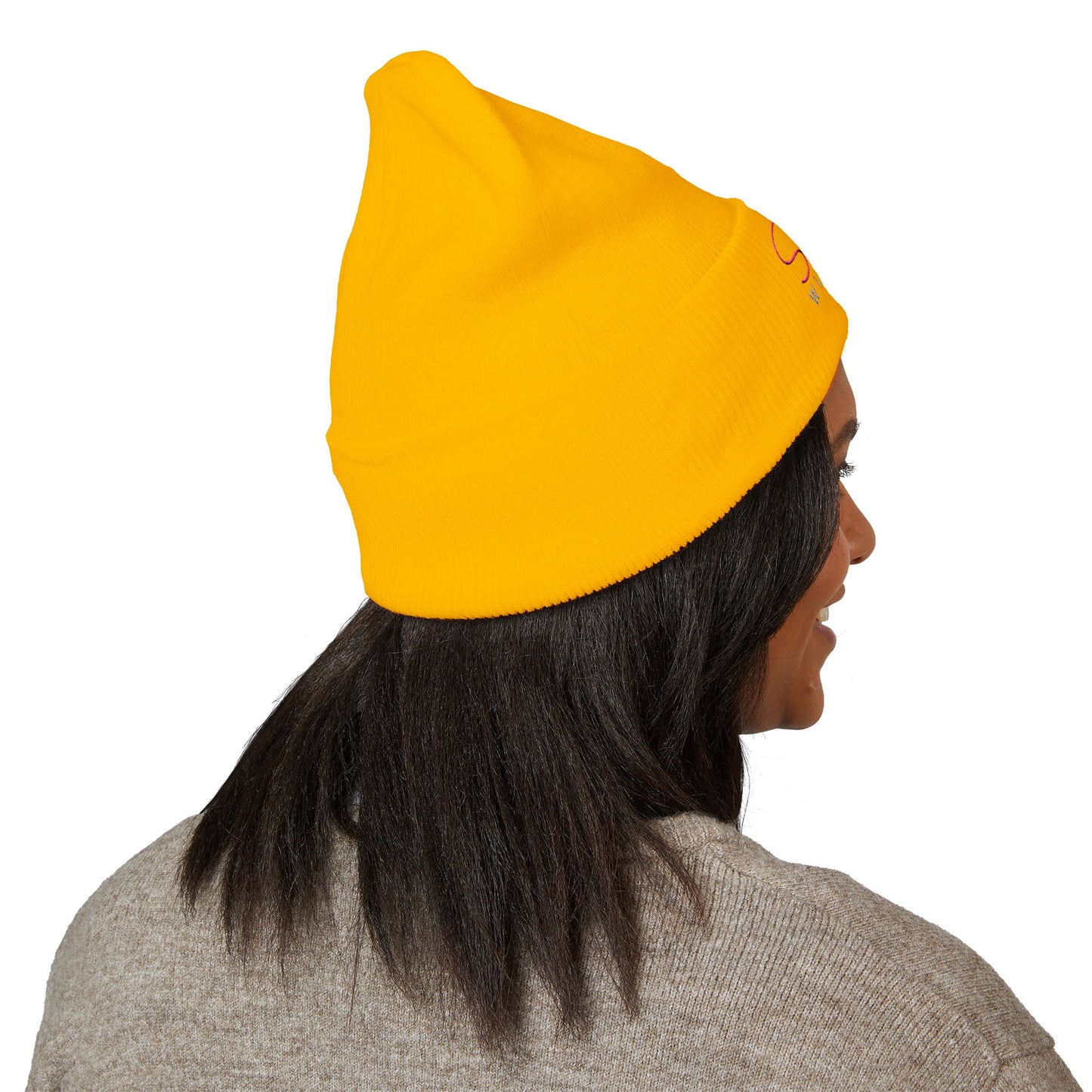 SisterWives Logo Embroidered Cuffed Beanie, Cozy Hat for Family Gatherings, Winter Wear, Holiday Gift, Fashion Accessory