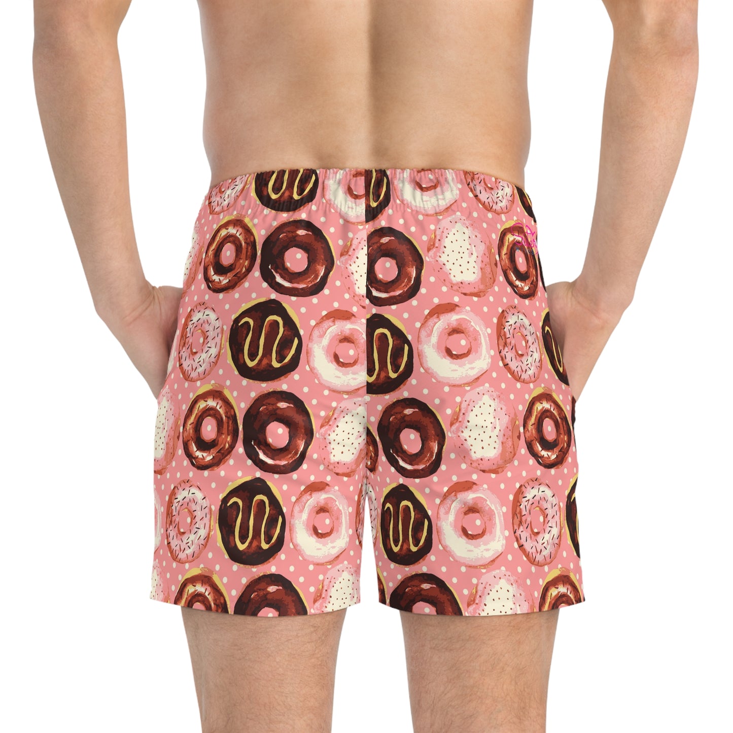 Pink Donut Swim Trunks for Men – Pink Fun Fast-Dry Board Shorts with Drawstring | XS–3XL Summer Swimwear