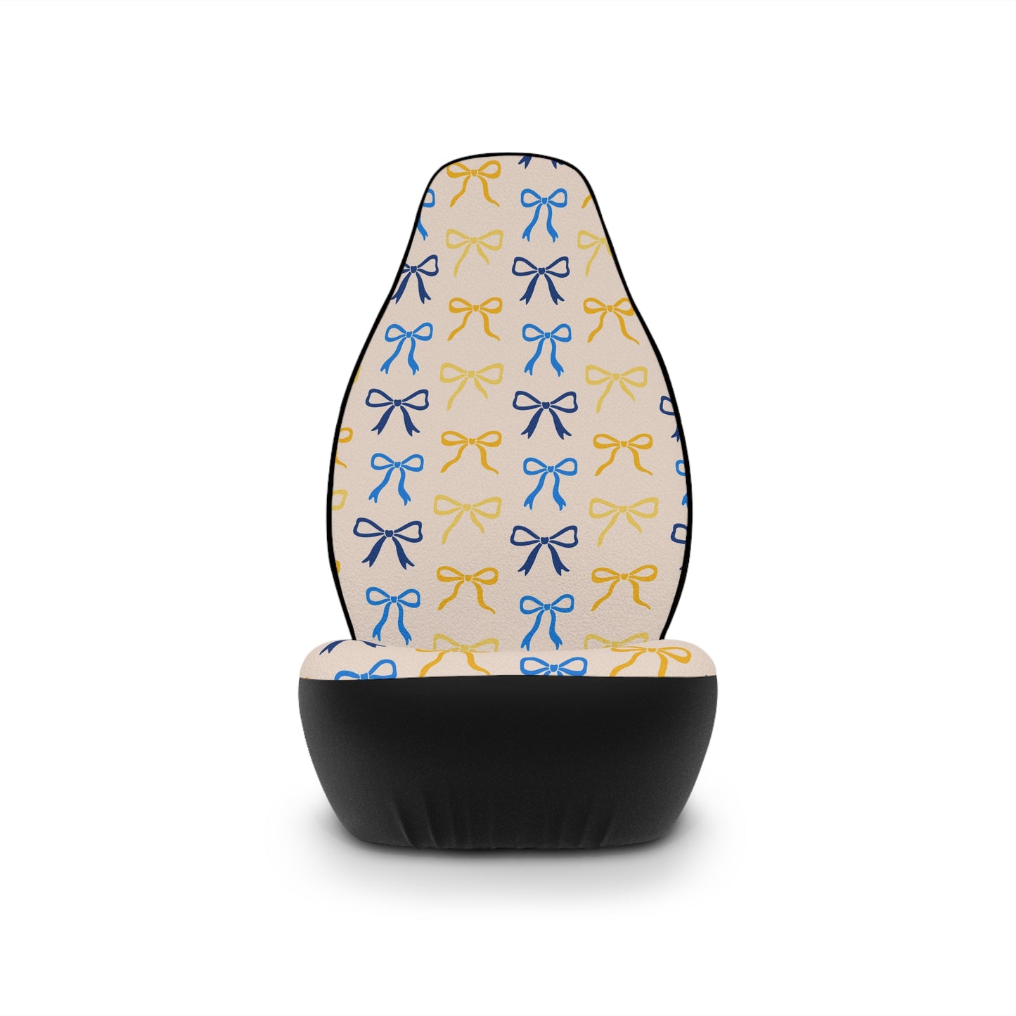 Blue & Yellow Bow Car Seat Covers | Blue & Yellow Coquette Auto Decor | Retro Boho Seat Covers | Polyamory & ENM Friendly