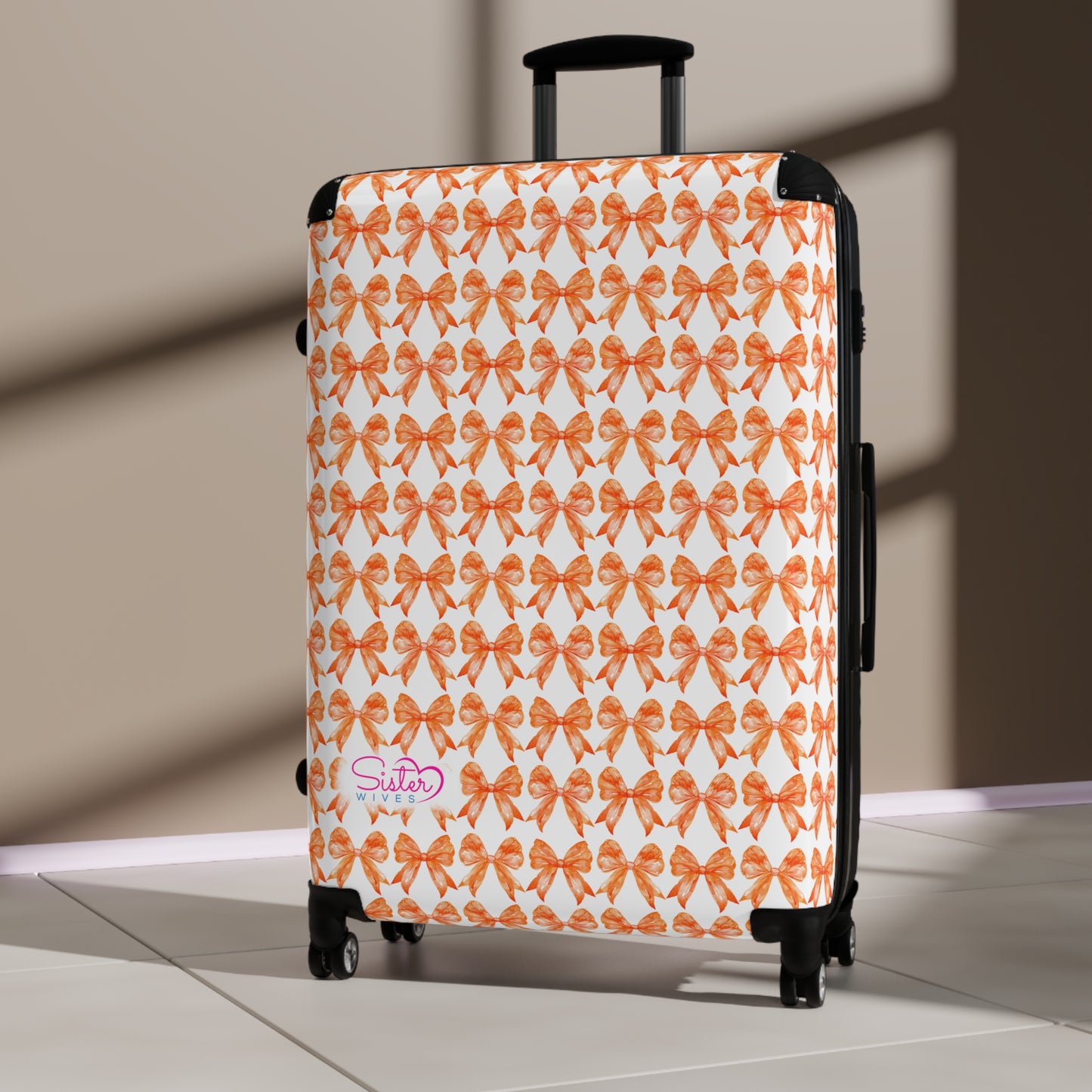 Coquette Orange Bows Sisterwives Suitcase - Luggage, Travel Gear, Vacation Essential, Summer Adventure Bag, Stylish Travel Accessory