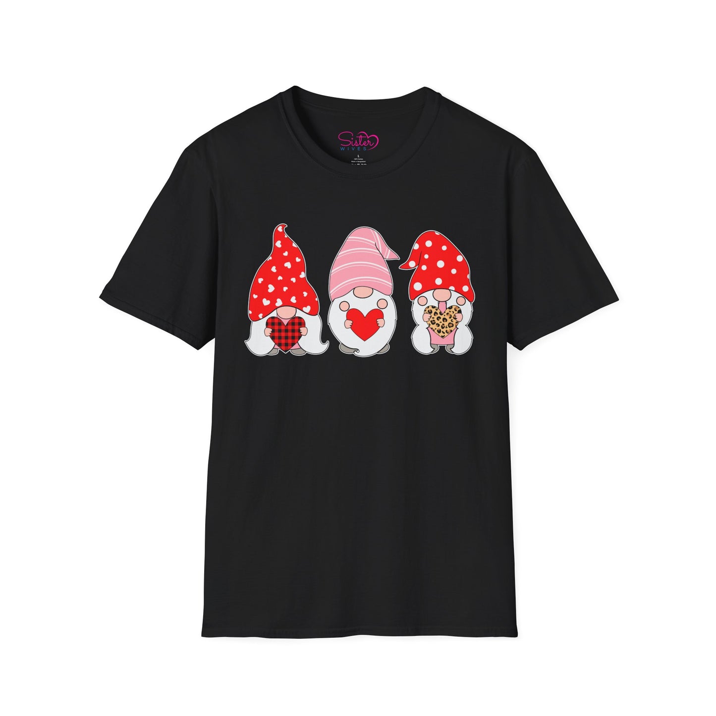 Throuple Gnome Love T-Shirt, Polyamory & ENM Graphic Tee, Cute Valentine Gnomes, Swinger & Chosen Family Shirt