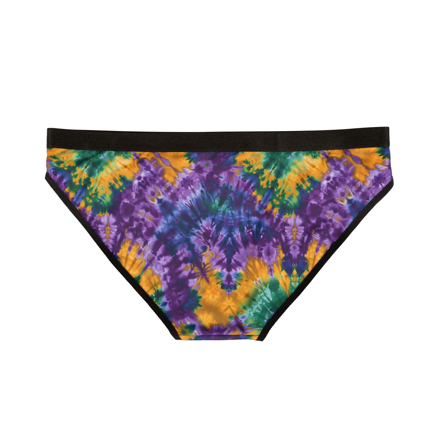 Mardi Gras Tie-Dye Women’s Panties | Polyamory ENM Pride Underwear | Ethical Non-Monogamy Lingerie | Colorful Festival-Inspired Bikini Briefs