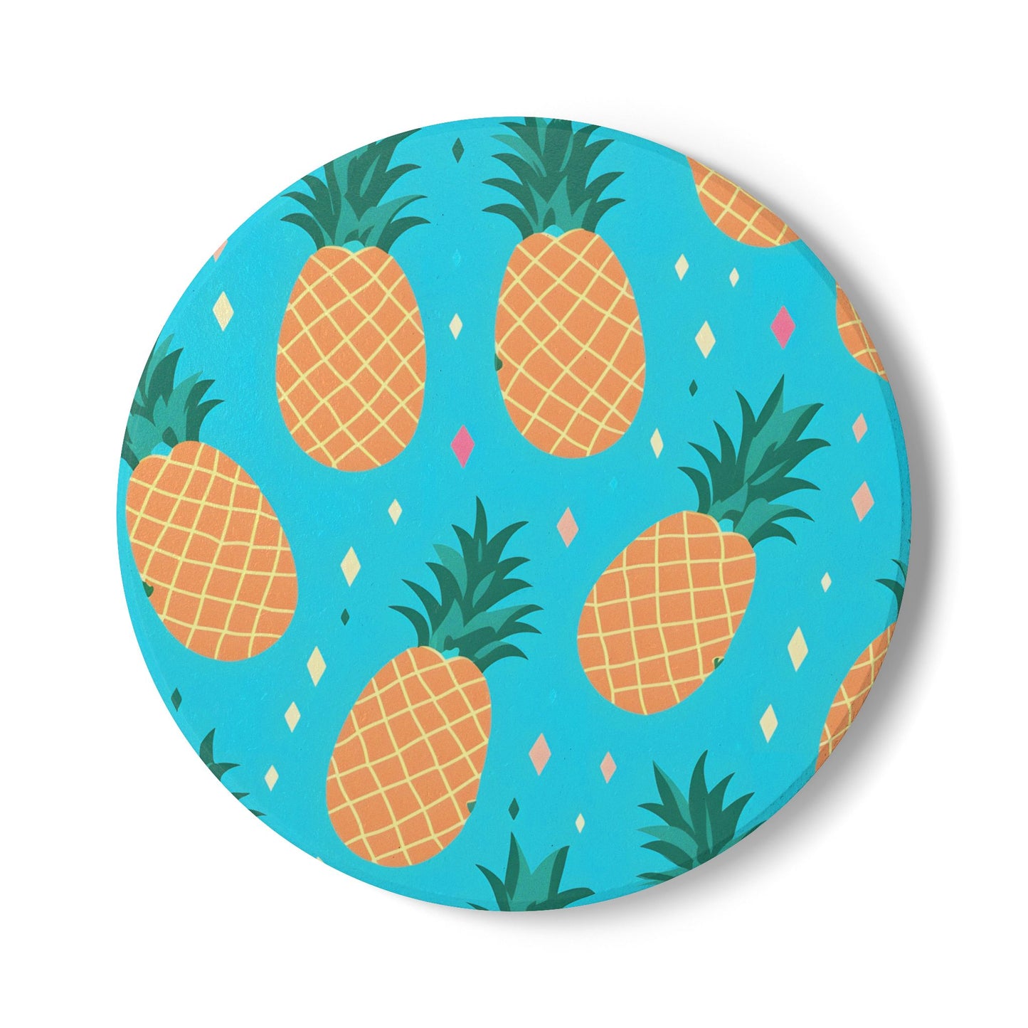 Tropical Pineapple Coaster Set - Fun Summer Drink Coaster, Home Bar Decor, Tropical Party Supplies, Gift for Beach Lovers, Kitchen Accessory
