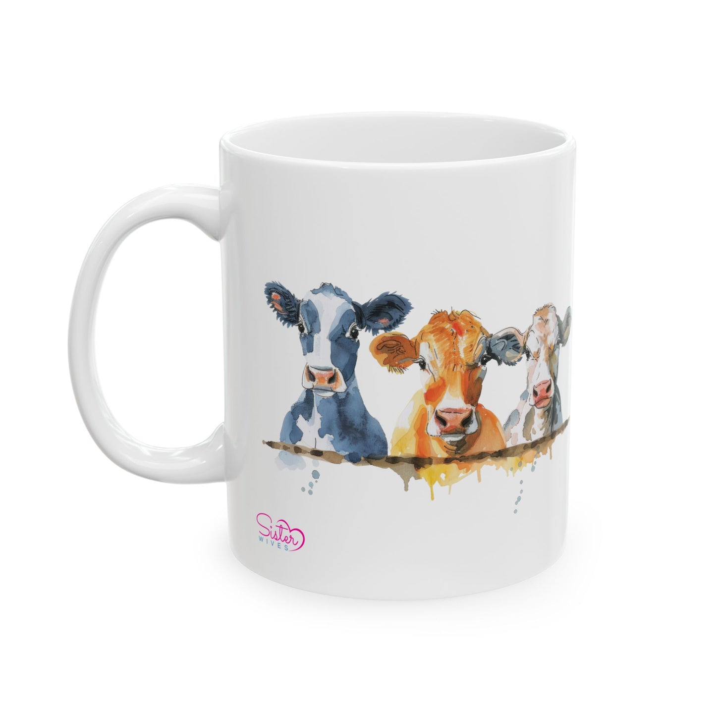 Three Cows Mug | Chosen Family Coffee Cup | Polyamory & Sisterwives Symbol Mug | Ethical Non-Monogamy Gift | Cozy Farmhouse Ceramic Mug