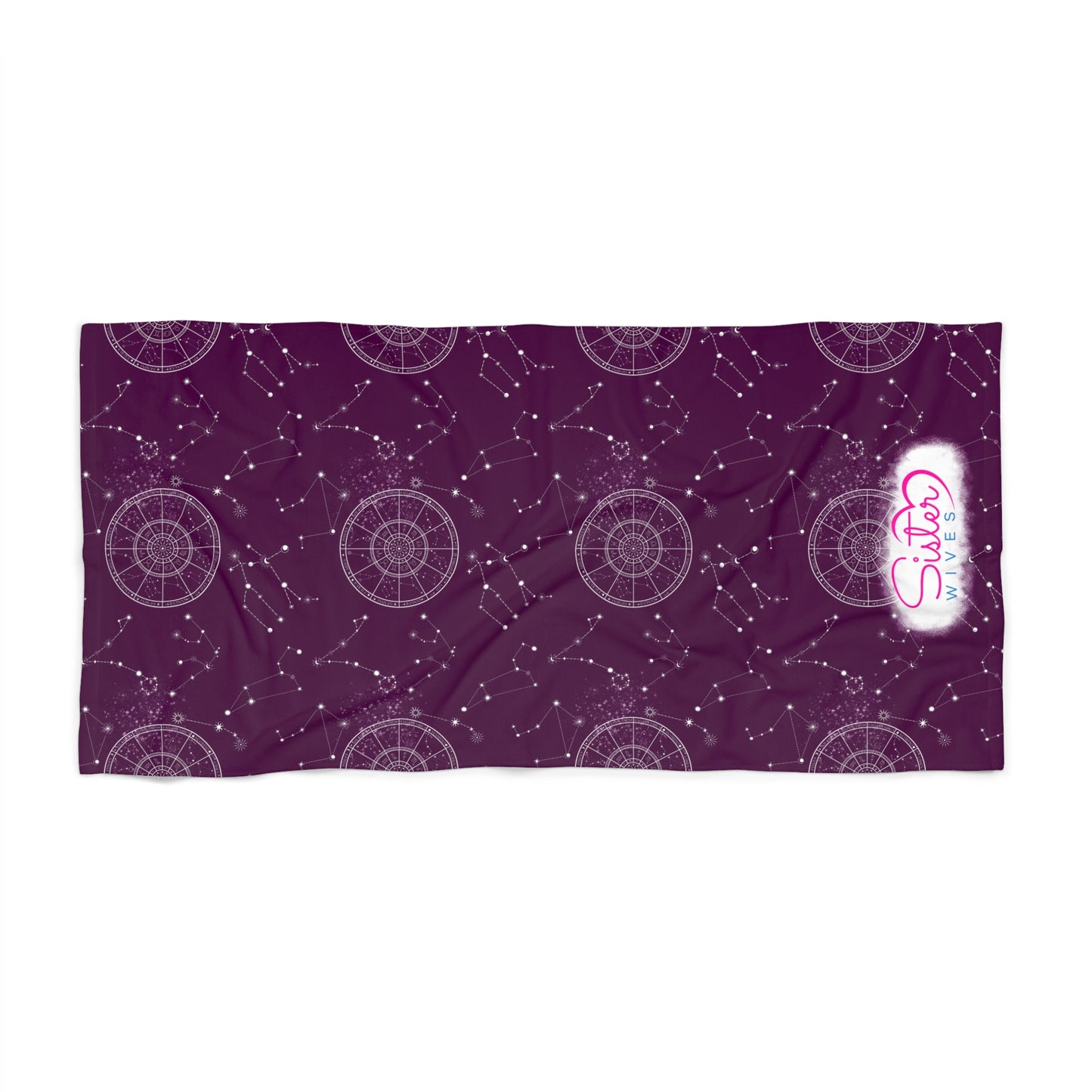 Celestial Zodiac Polyamory Beach Towel | ENM & Non-Monogamy Friendly Astrology, Zodiac & Magical Aesthetic Pool Towel