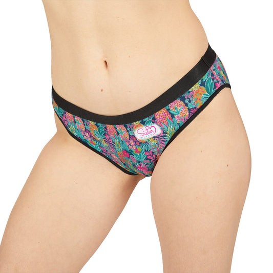 Sisterwives Floral Pineapple Print Women's Underwear, Vibrant Lingerie, Comfortable Panties, Gift for Her, Everyday Essentials, Colorful Intimates