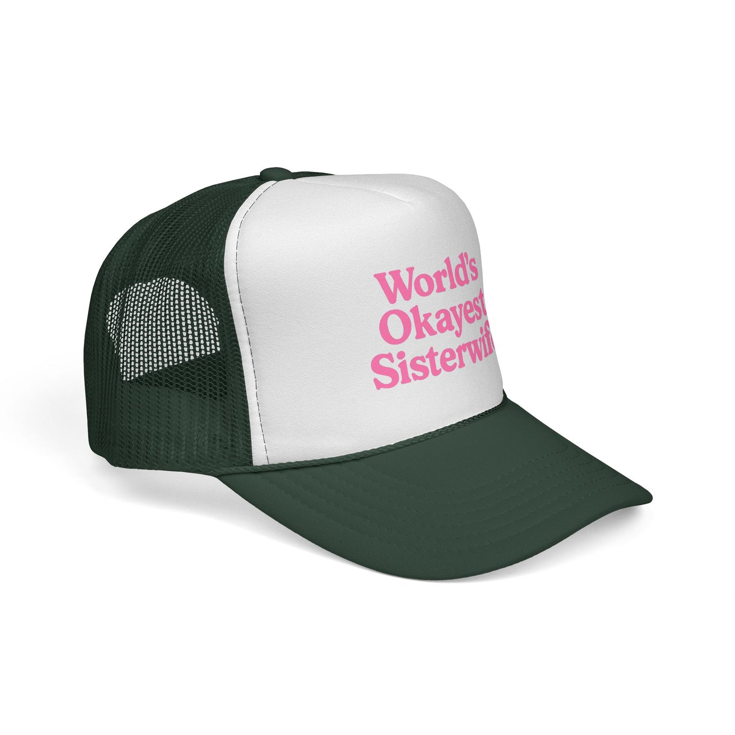 World's Okayest Sisterwife Trucker Cap, Funny Gift for Sisters, Unique Headwear for Events, Casual Style, Best for Family Gatherings